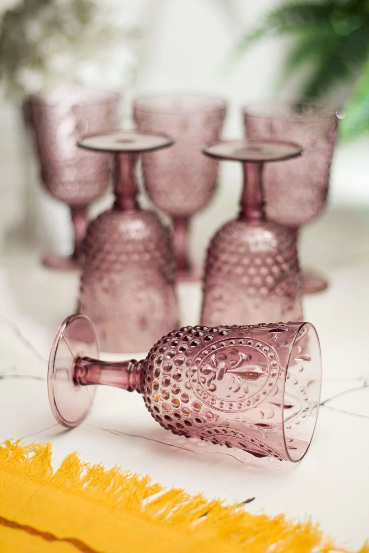 FTT SHOPPING MARKET Akrilik Mürdüm 6'lı Kadeh & Su Meşrubat Kahve Yanı Bardağı 450 ml ( Cam Değildir )