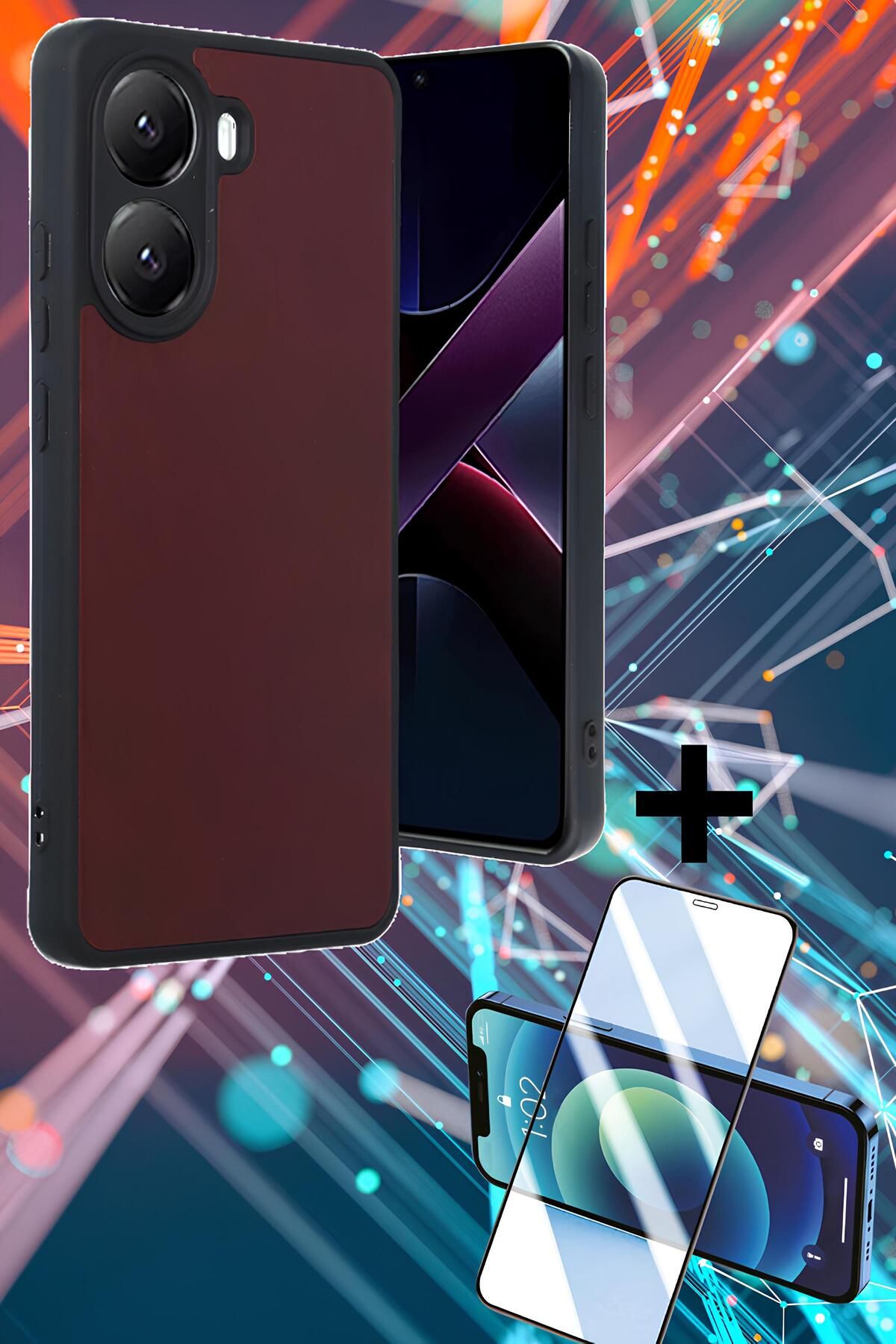 Hatreds Xiaomi Poco X7 Pro Kılıf Derili Tasarım Kamera Koruma Çıkıntılı Renkli Kapak + Ekran Koruyucu
