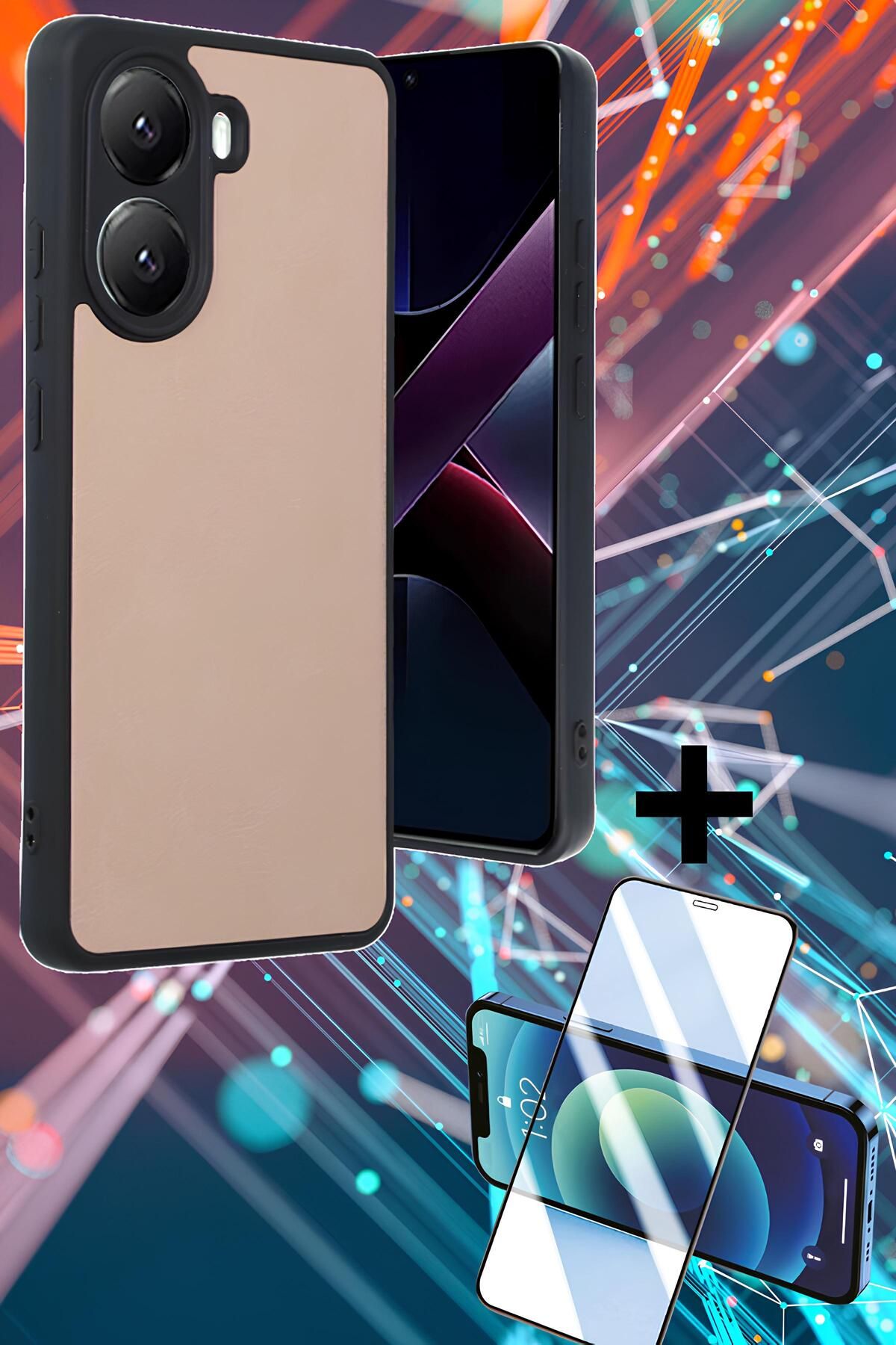 Hatreds Xiaomi Poco X7 Pro Kılıf Derili Tasarım Kamera Koruma Çıkıntılı Renkli Kapak + Ekran Koruyucu
