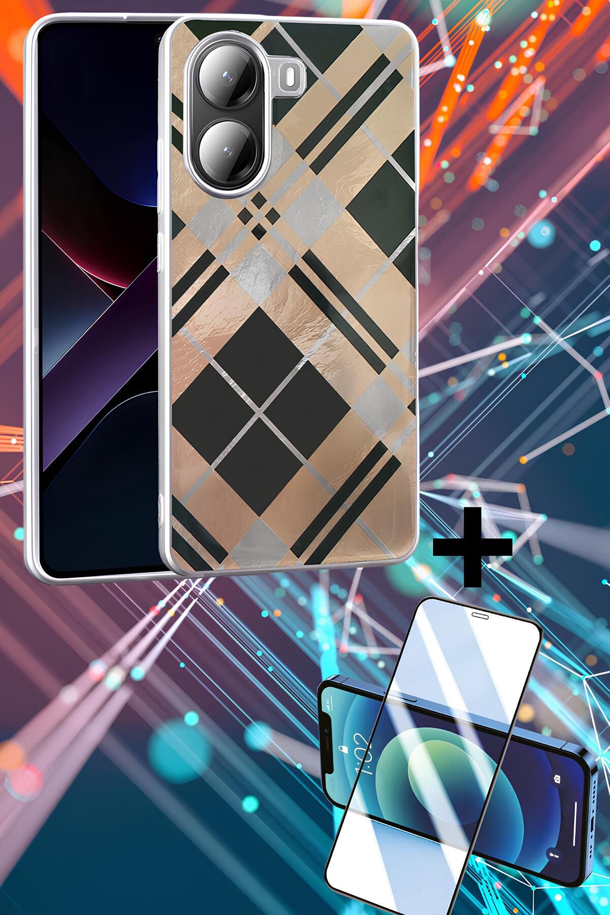 Hatreds Xiaomi Poco X7 Pro Kılıf Desenli Tasarımlı Kamera Koruma Çıkıntılı Yeni Nesil Kapak + Ekran Koruyucu