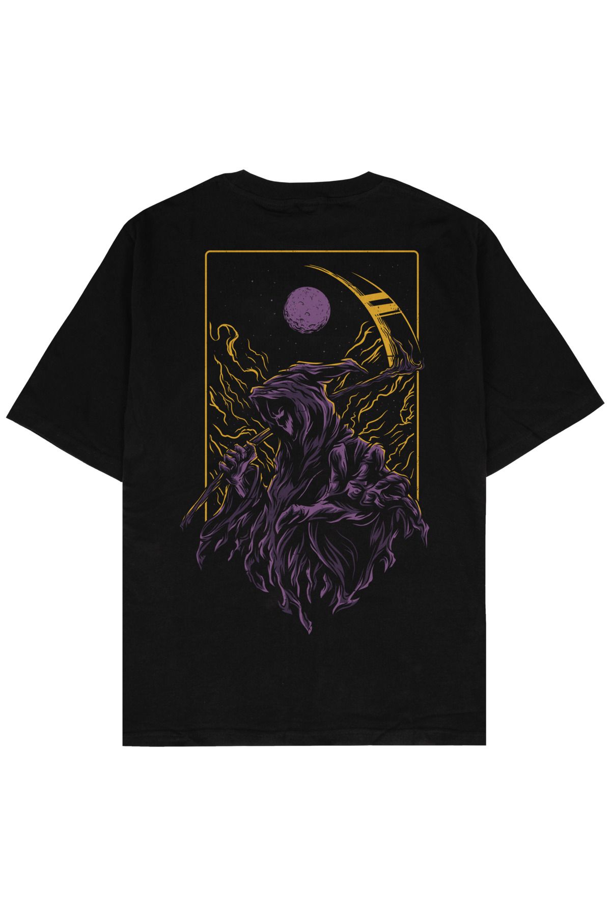 Street301 Unisex Grim Reaper Baskılı Oversize T-Shirt