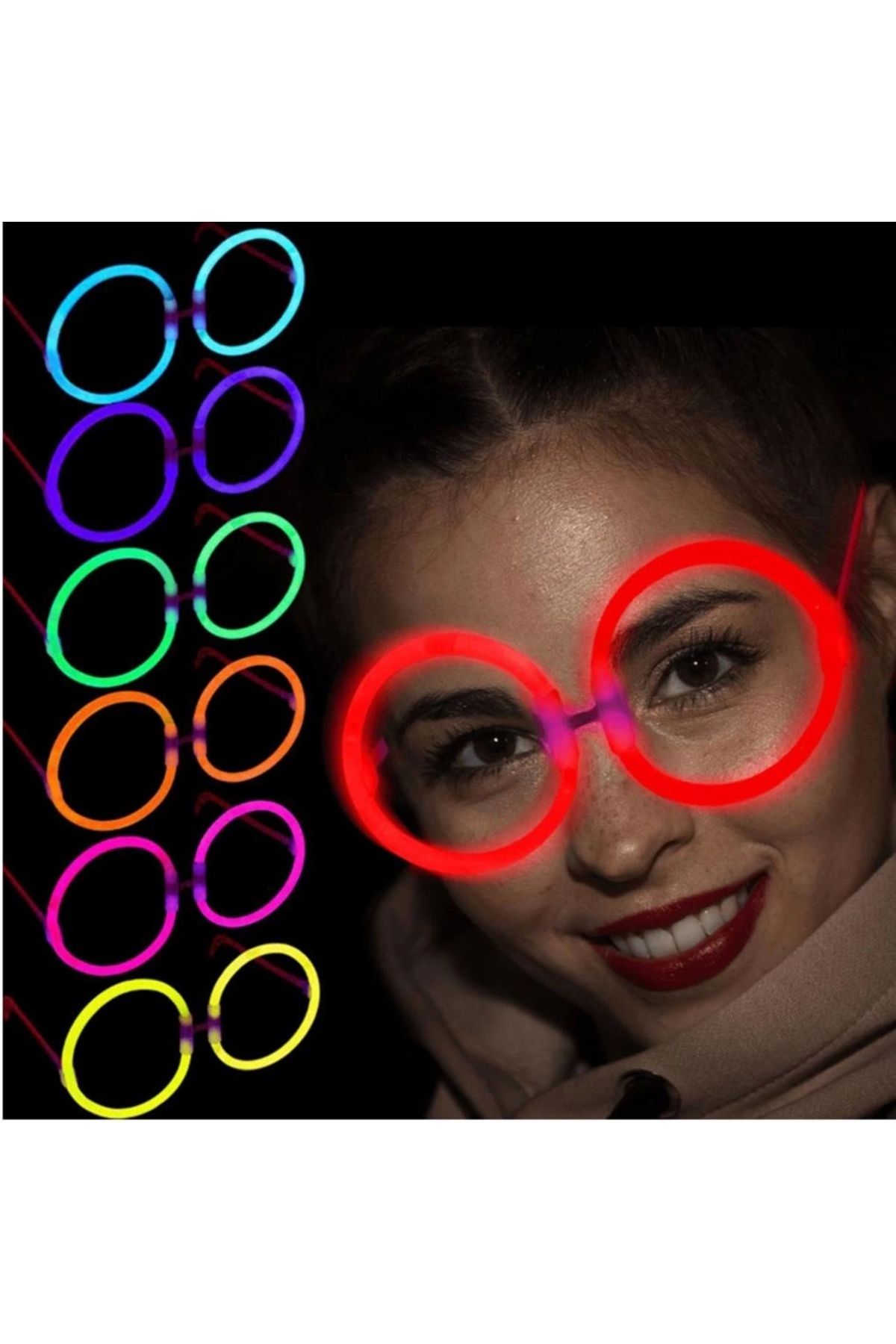 FTT SHOPPING MARKET Nessiworld Glow Stick Yuvarlak Gözlük - Glow Partisi Gözlükleri - Glow Stick Gözlük 12 Adet