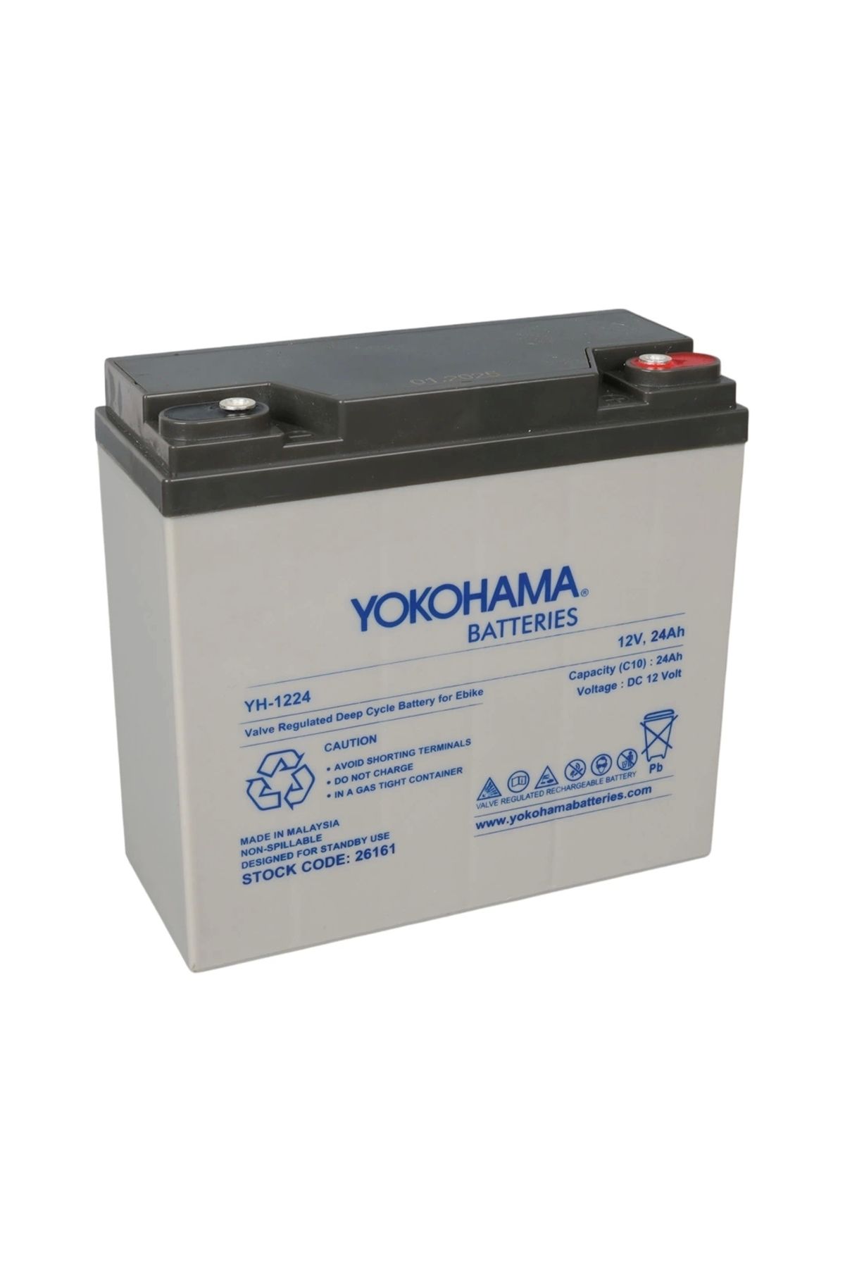 STOREMAX YOKOHAMA YH-1224 12 VOLT - 24 AMPER ELEKTRİKLİ BİSİKLET AKÜSÜ (180 X 76 X 167 MM) (5047)