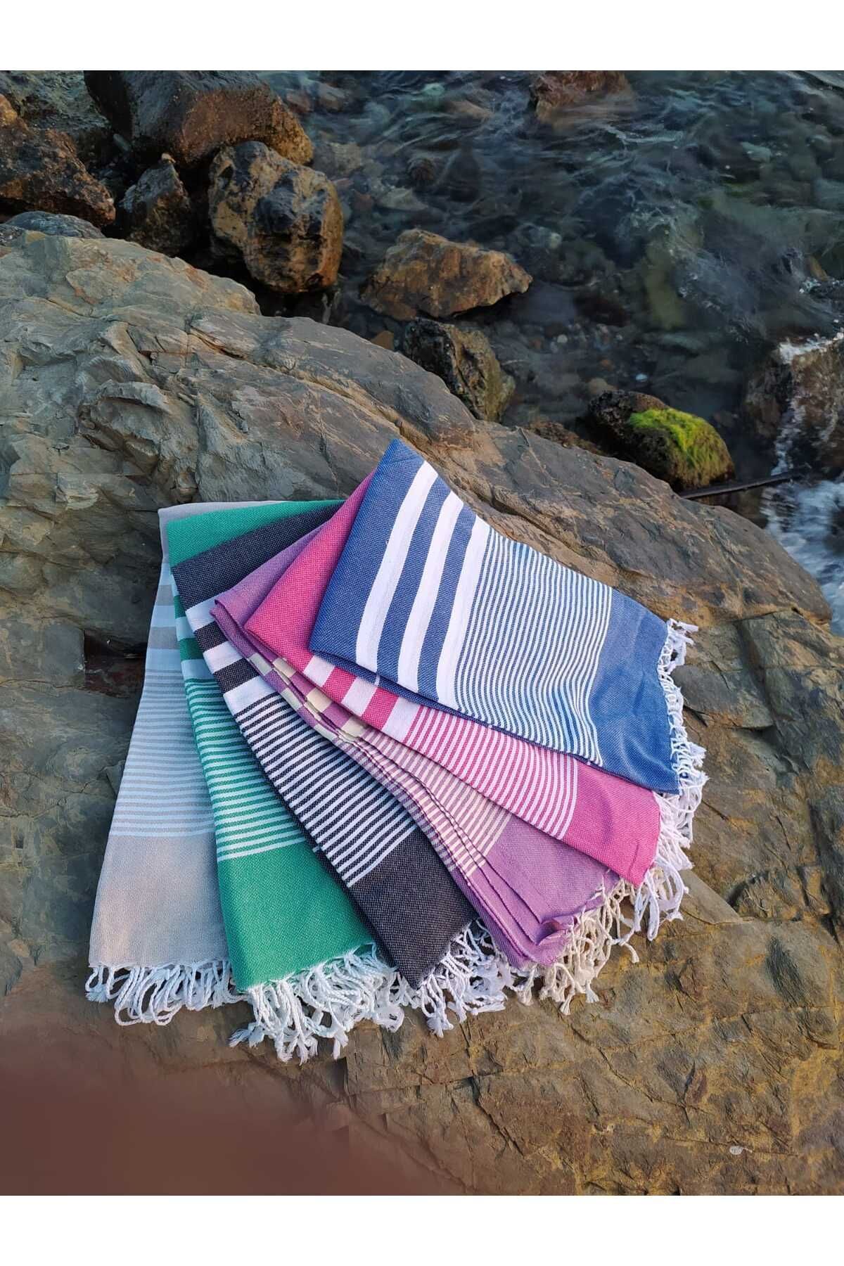 Butik %100 Pamuk Plaj, Spa, Hamam, Spor İçin Kullanıma Uygun 6lı Hereke Peştemal Seti