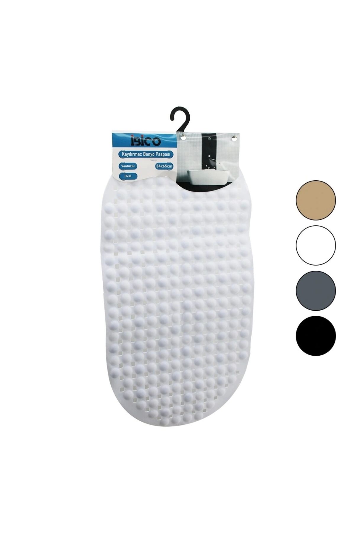 STOREMAX OVAL - PLASTİK KABARTMA TOP DESENLİ - RENKLİ 63PCS VANTUZLU KAYDIRMAZ BANYO - KÜVET PASPASI 34X65CM