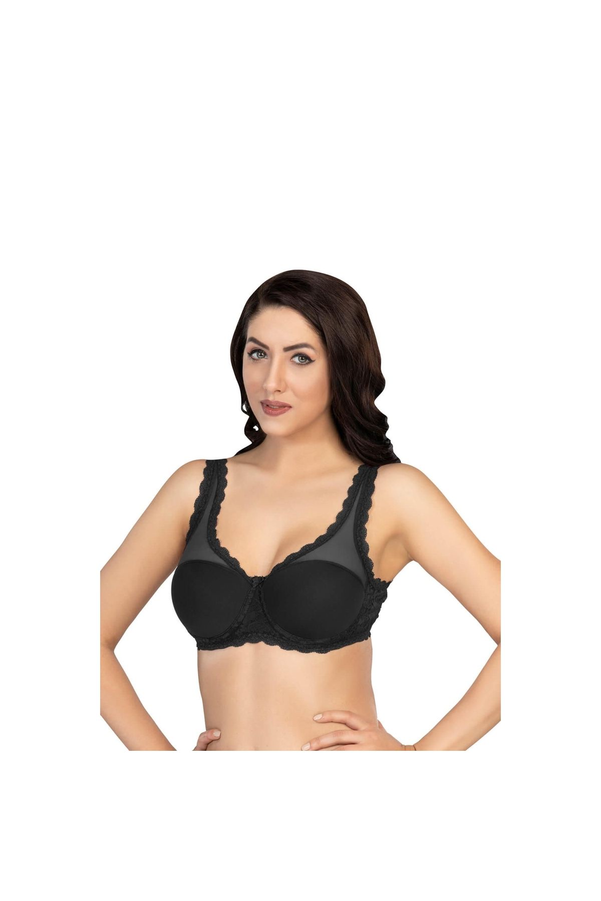 Marsilyan MODLİVE SİYAH MI Emay 172 B PEDLİ DANTELLİ BALENLİ MİNİMAZER SÜTYEN