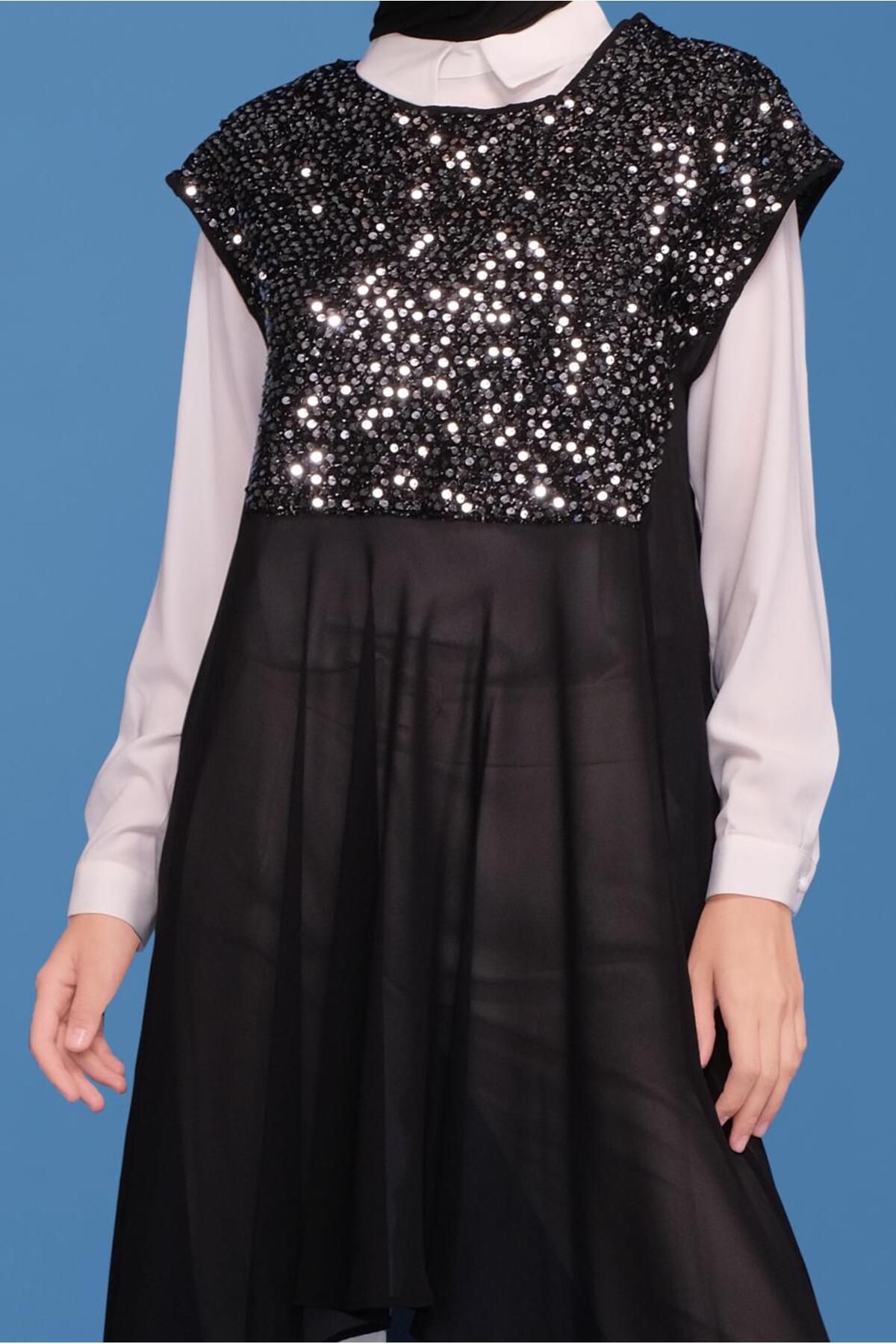 Alvina-40569 Model Double Tunic with Sequins 4