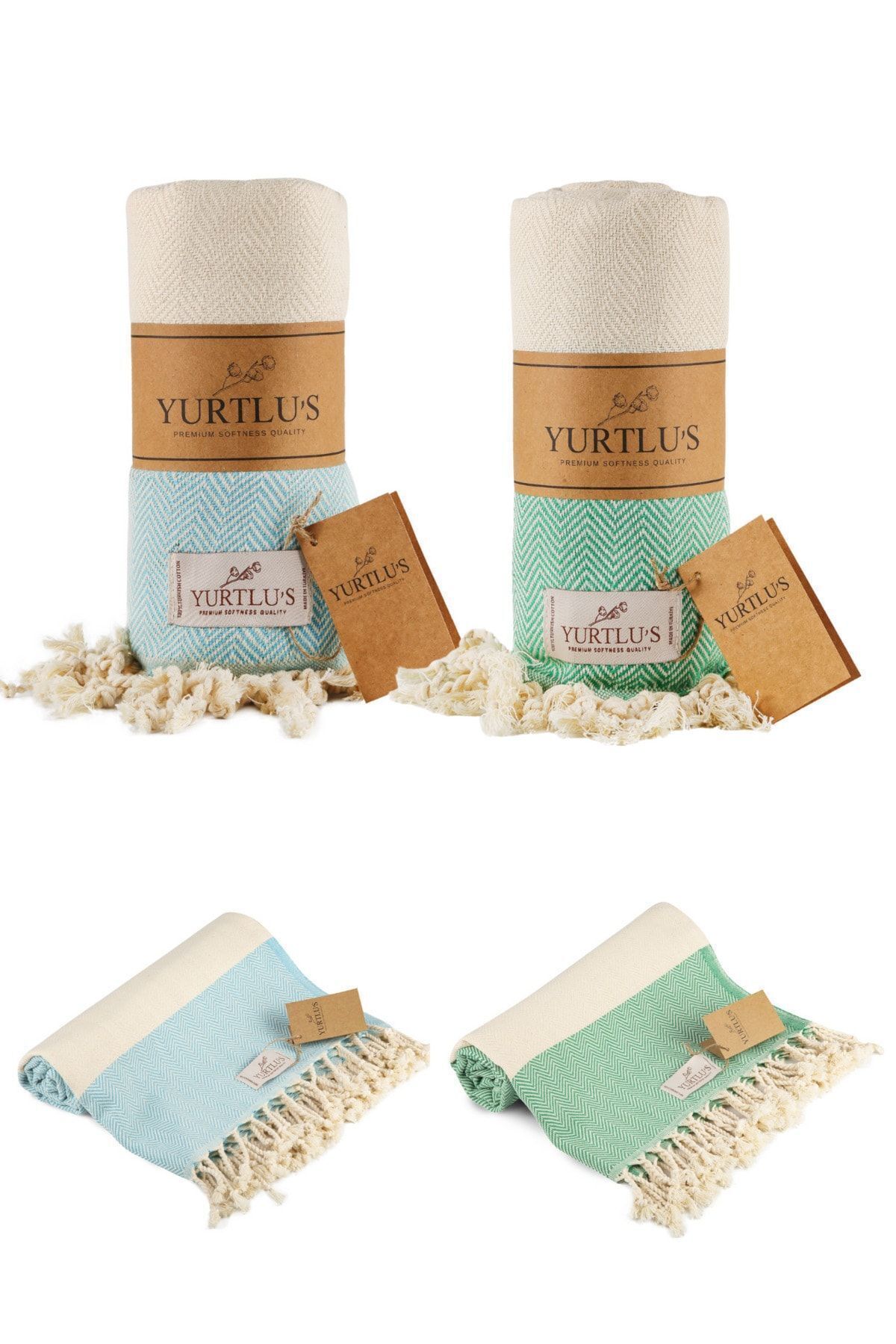 YURTLUS 2 ADET - 95x180 Cm - 100% Pamuk Peştemal Plaj , SPA ve Banyo Havlusu , Üstün Yumuşaklık