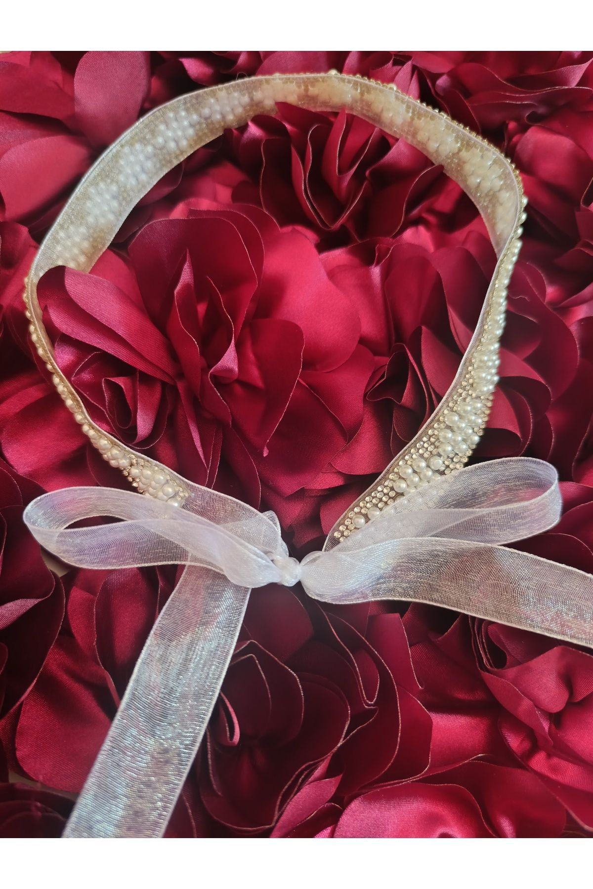 MutluBiDünya İncili Bağlamalı Gelin Tacı Gelin ve Nikah Tokası