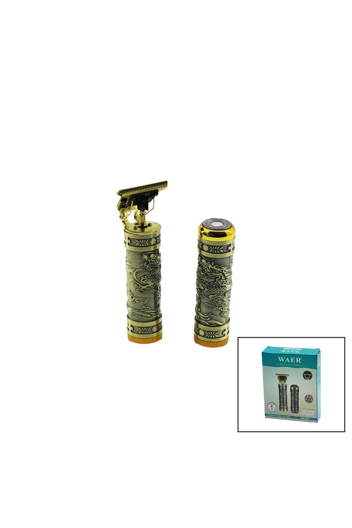 Findit WAER WA-2074 X7 2Lİ SET SAÇ SAKAL KESME TRAŞ MAKİNESİ - TÜY ALMABASKILI METAL GÖVDET BIÇAKUSB ŞARJLI