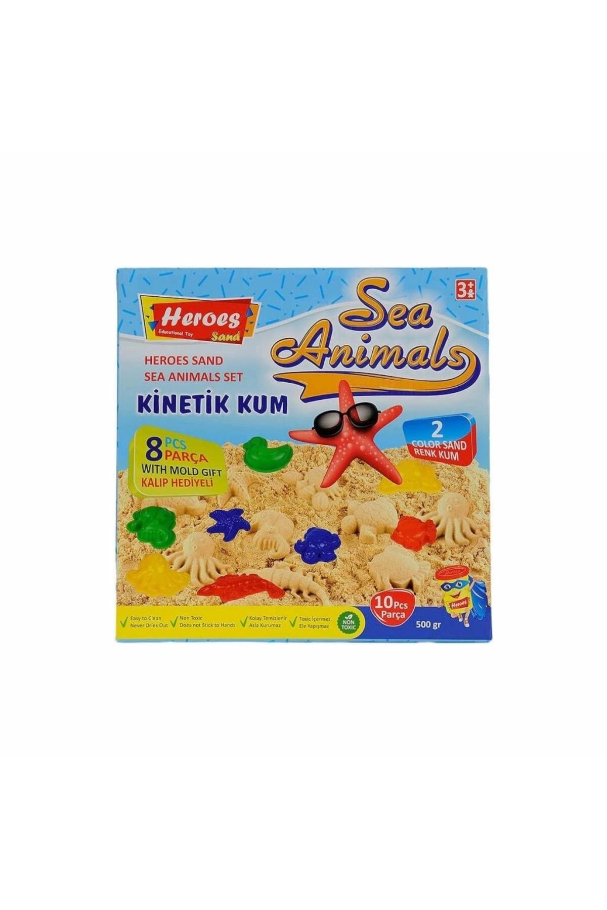 FTT SHOPPING MARKET Nessiworld KUM-040 500gr Heroes Kinetik Kum Deniz Hayvanlı Kalıplı Set - Eren Oyuncak