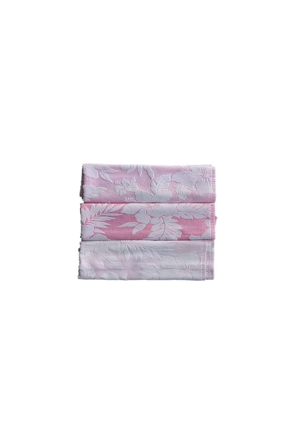 erteks PEŞTEMAL HAVLU 70X140 , 3 ADET , KENDİNDEN DESENLİ , SAÇAKLI YUMUŞACIK , PEMBE RENK BEYAZ DESENLİ
