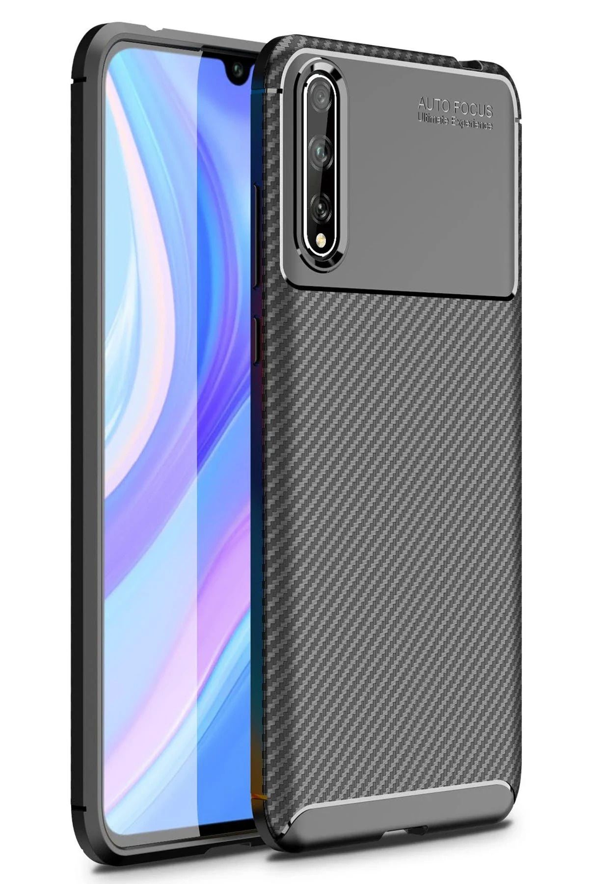 NewFace Huawei P Smart S Kılıf Auto Focus Karbon Kapak - Siyah ZRNET