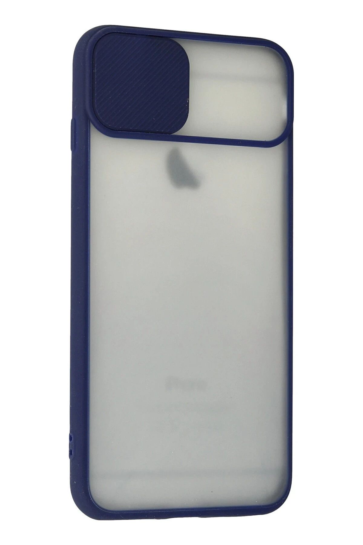 NewFace iPhone 6 Plus Kılıf Palm Buzlu Kamera Sürgülü Silikon - Lacivert SVLRS
