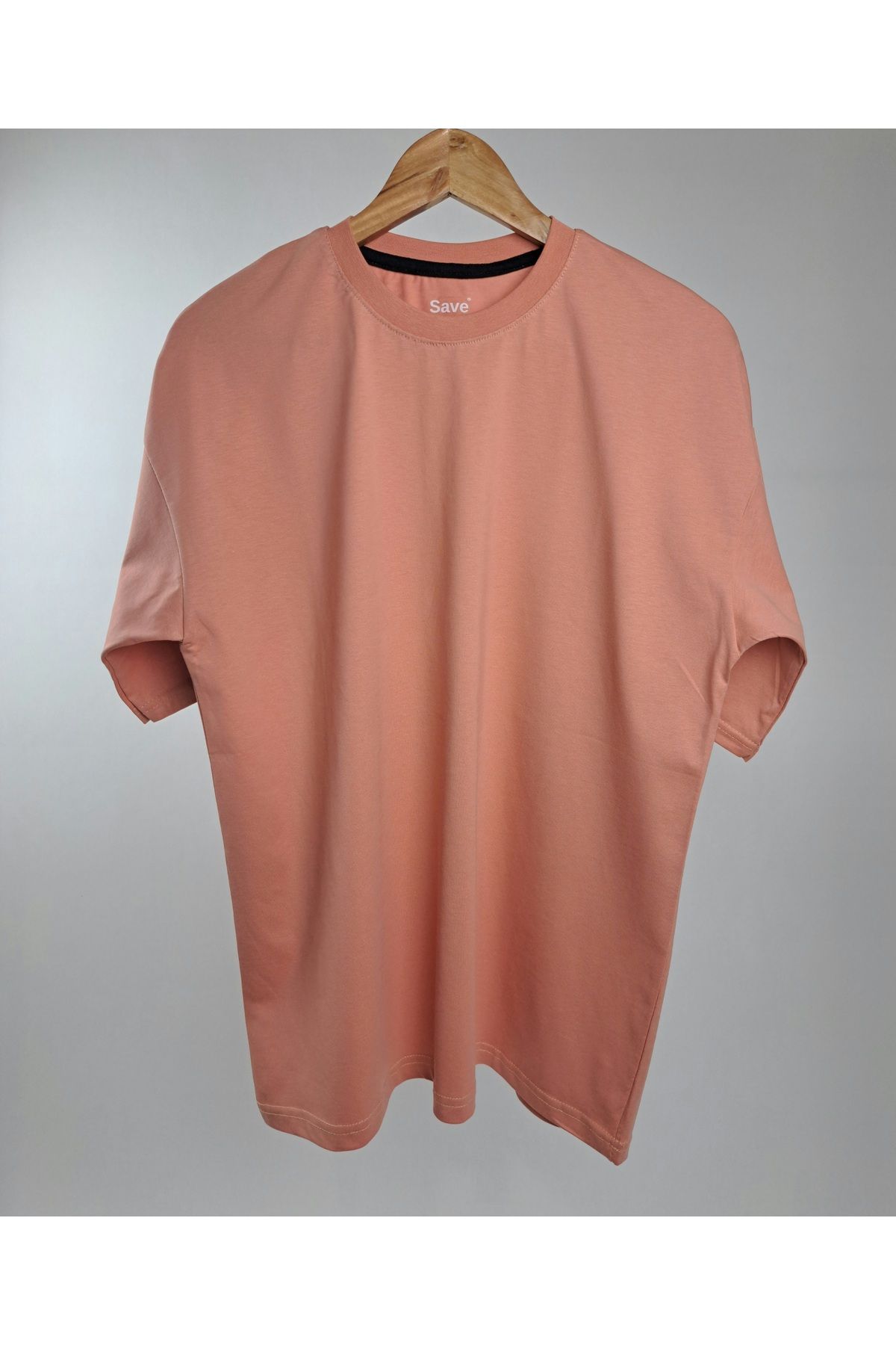 SAVE Unisex Kadın / Erkek Kısa Kollu Düz Nar Çiçeği Tişört Oversize kalıp T-shirt