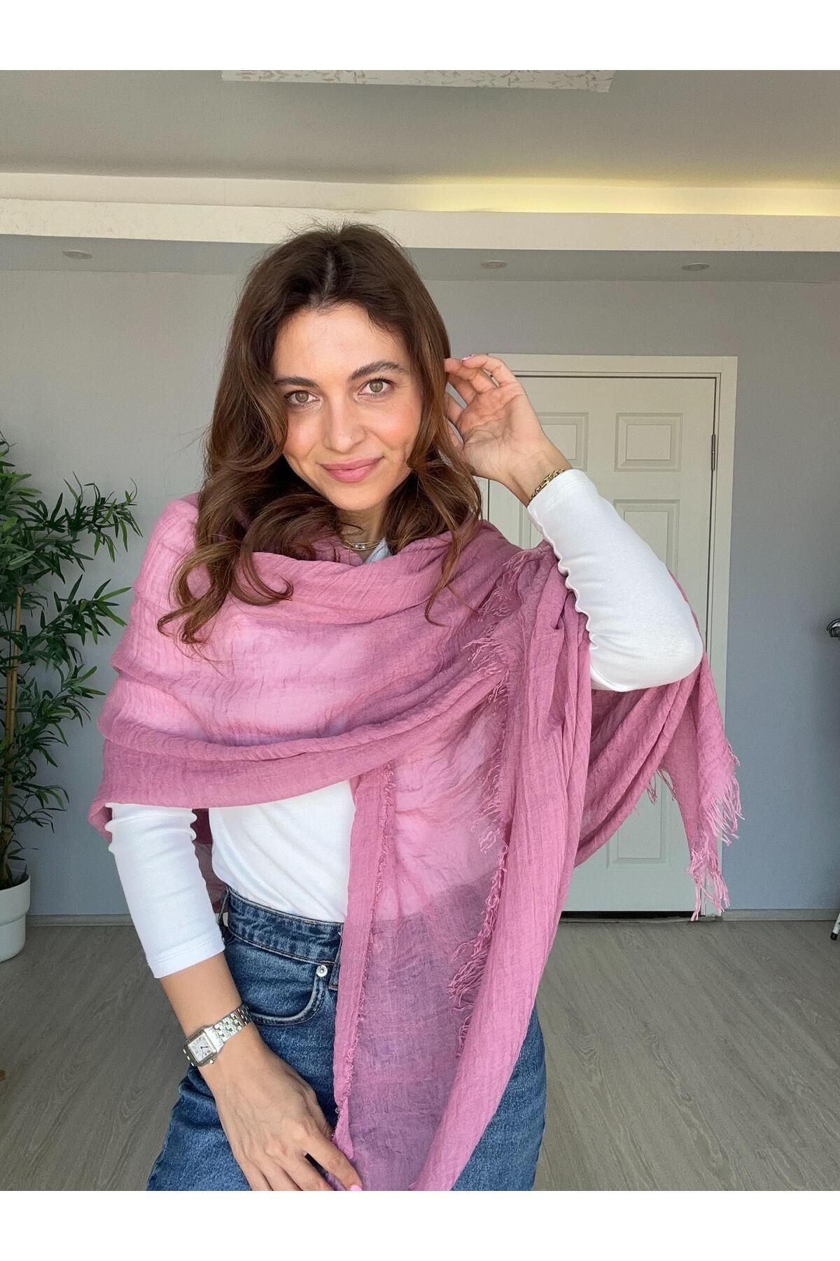 Seda Bijuteri Bürümcük Pamuk Şal Pembe