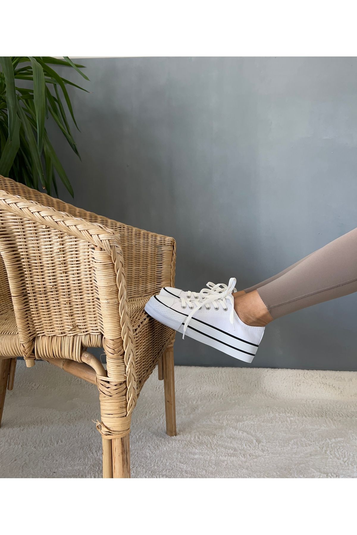 MİSU Platform Taban Belize 4 cm Beyaz Unisex Yüksek Spor Ayakkabı