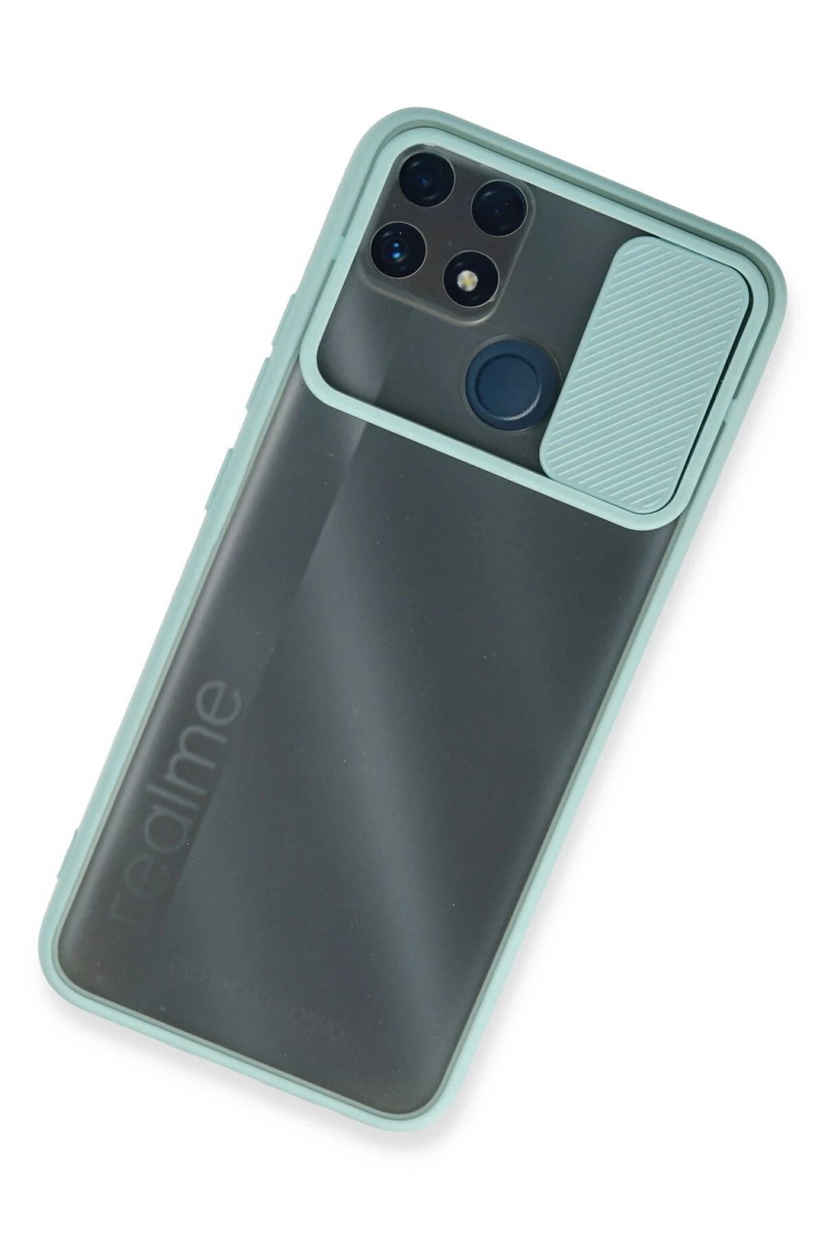 NewFace Realme C25 Kılıf Palm Buzlu Kamera Sürgülü Silikon - Turkuaz SVLRS