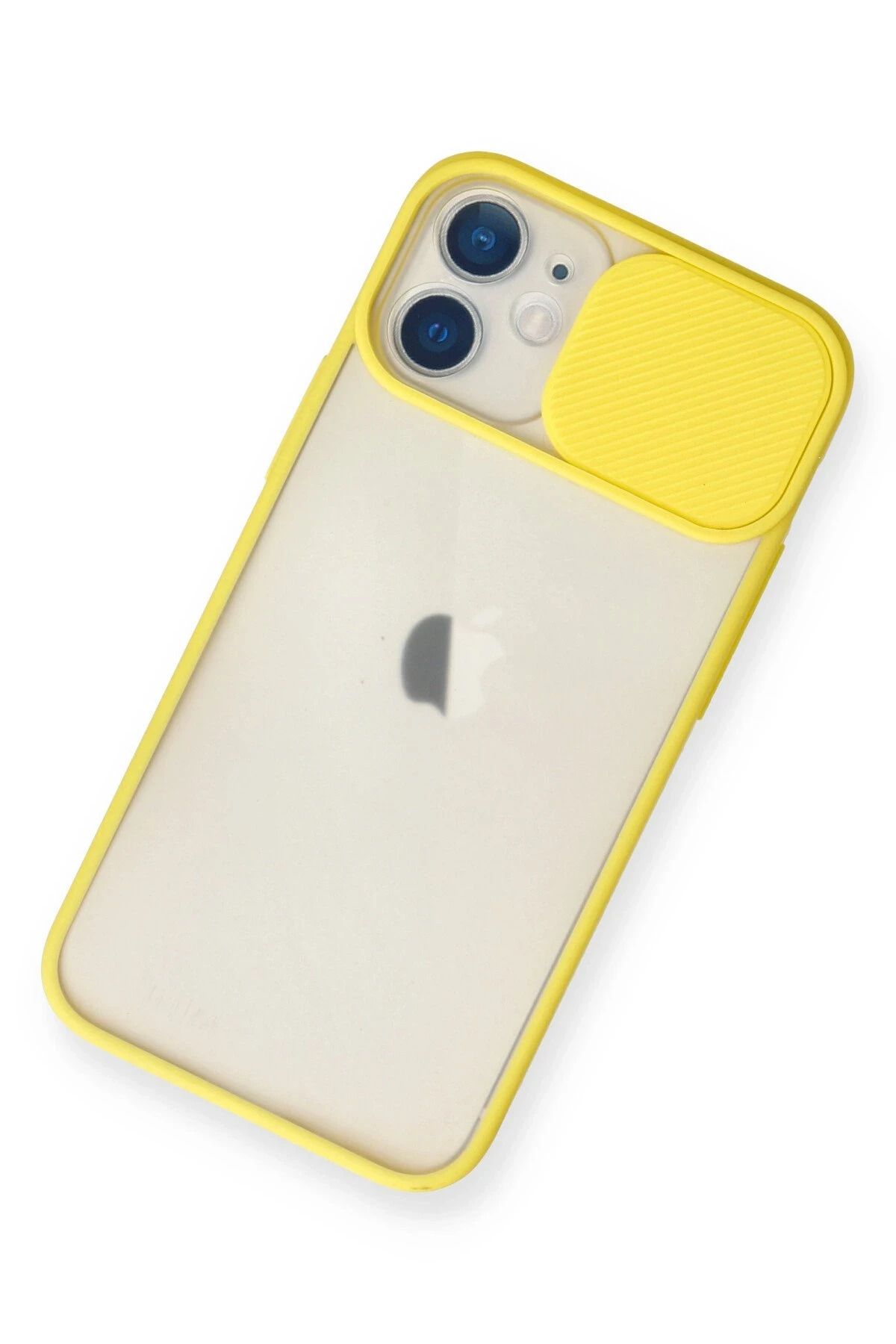 NewFace iPhone 11 Kılıf Palm Buzlu Kamera Sürgülü Silikon - Sarı SVLRS