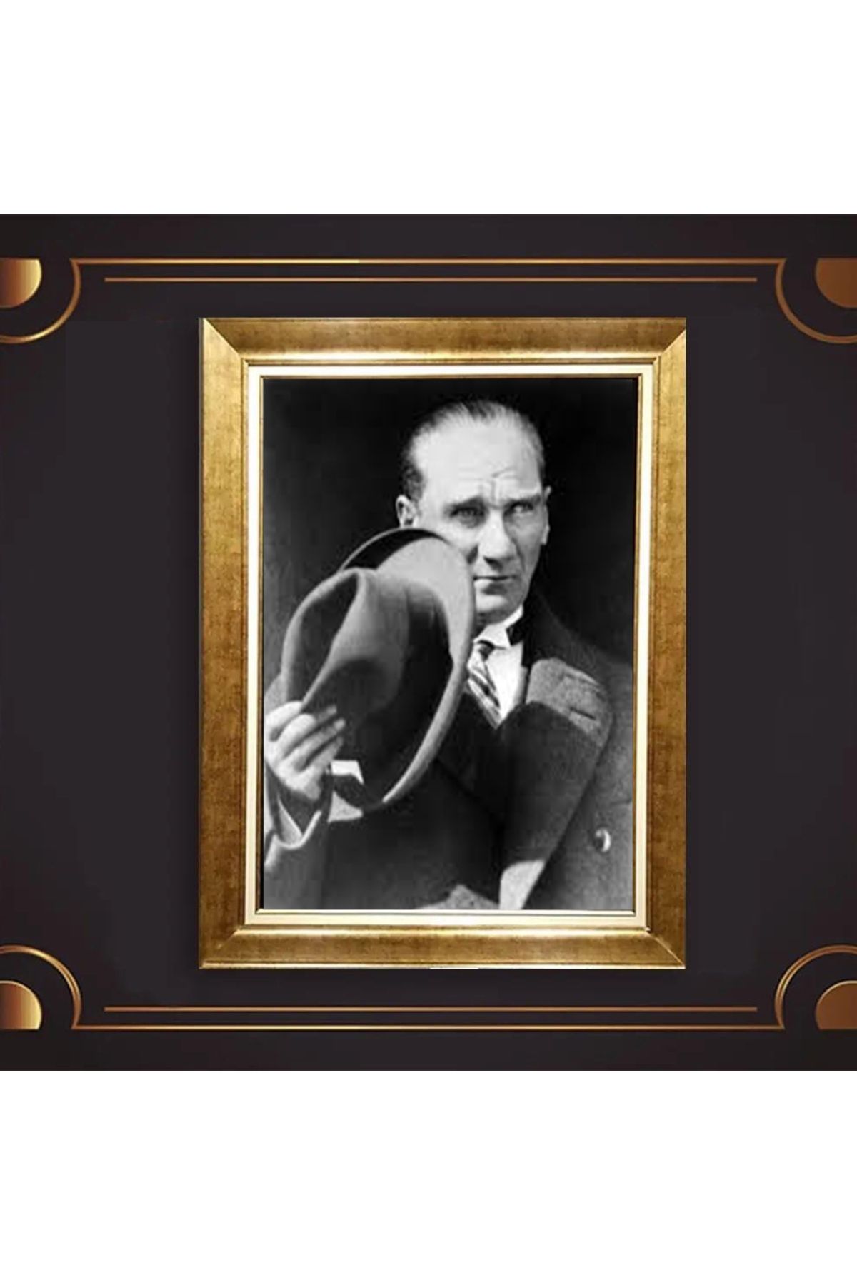 giyense ÖZEL TASARIM ÇERÇEVELİ PASPARTULU ATATÜRK TABLO A750