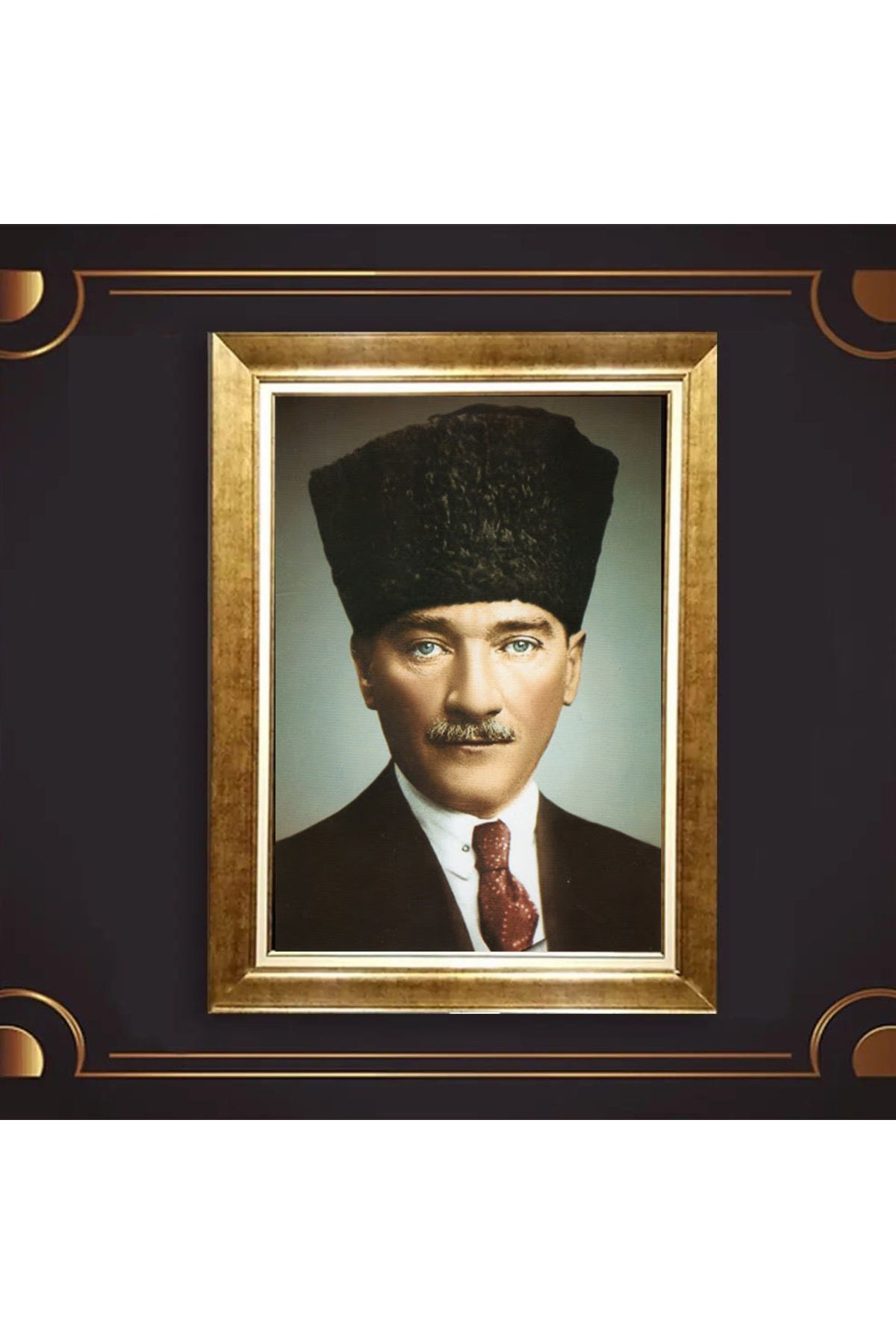 giyense ÖZEL TASARIM ÇERÇEVELİ PASPARTULU ATATÜRK TABLO A584
