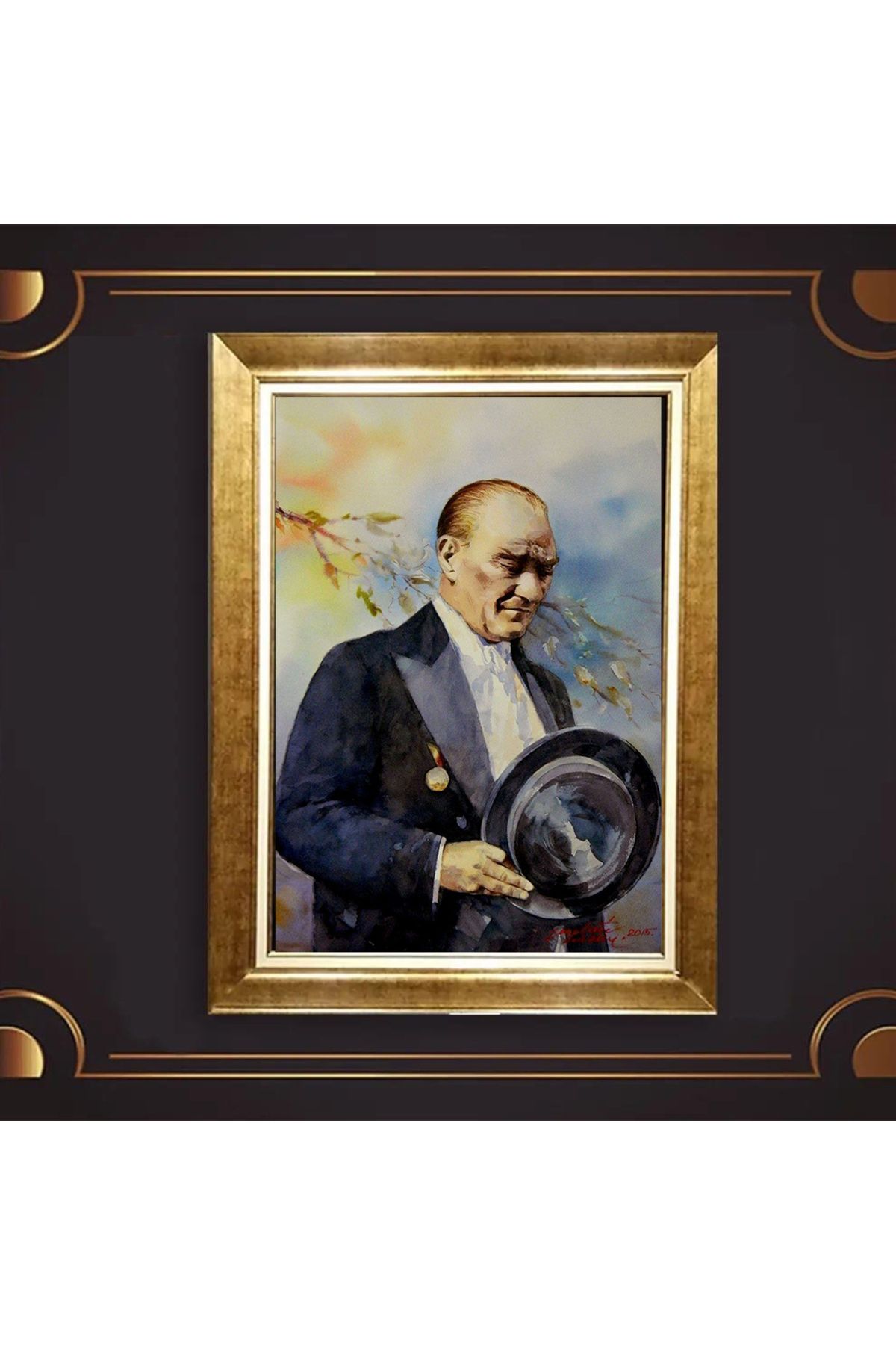 giyense ÖZEL TASARIM ÇERÇEVELİ PASPARTULU ATATÜRK TABLO A450