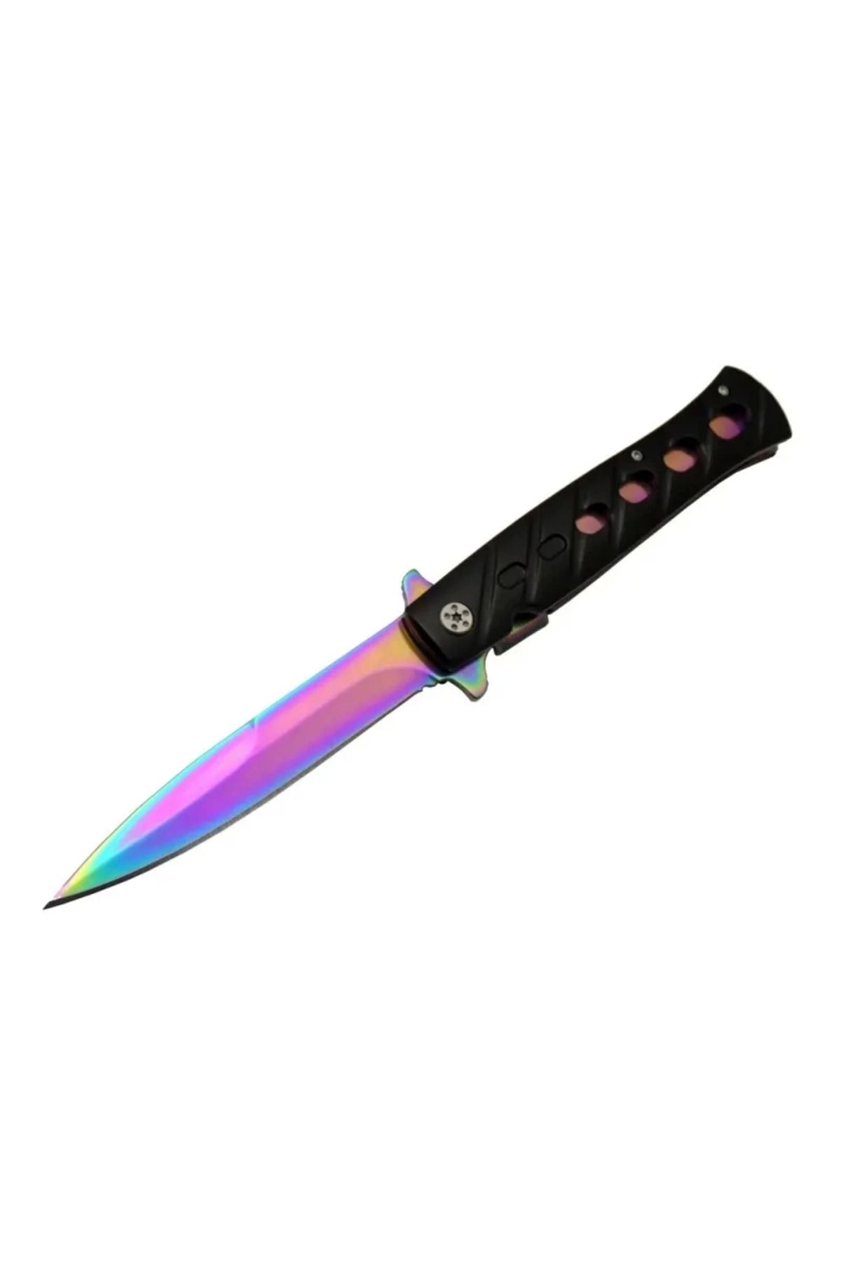 Belle Fusion Venom K033 Gökkuşağı Kamp Çakı 23cm- Yarı Otomatik, Kemerlikli