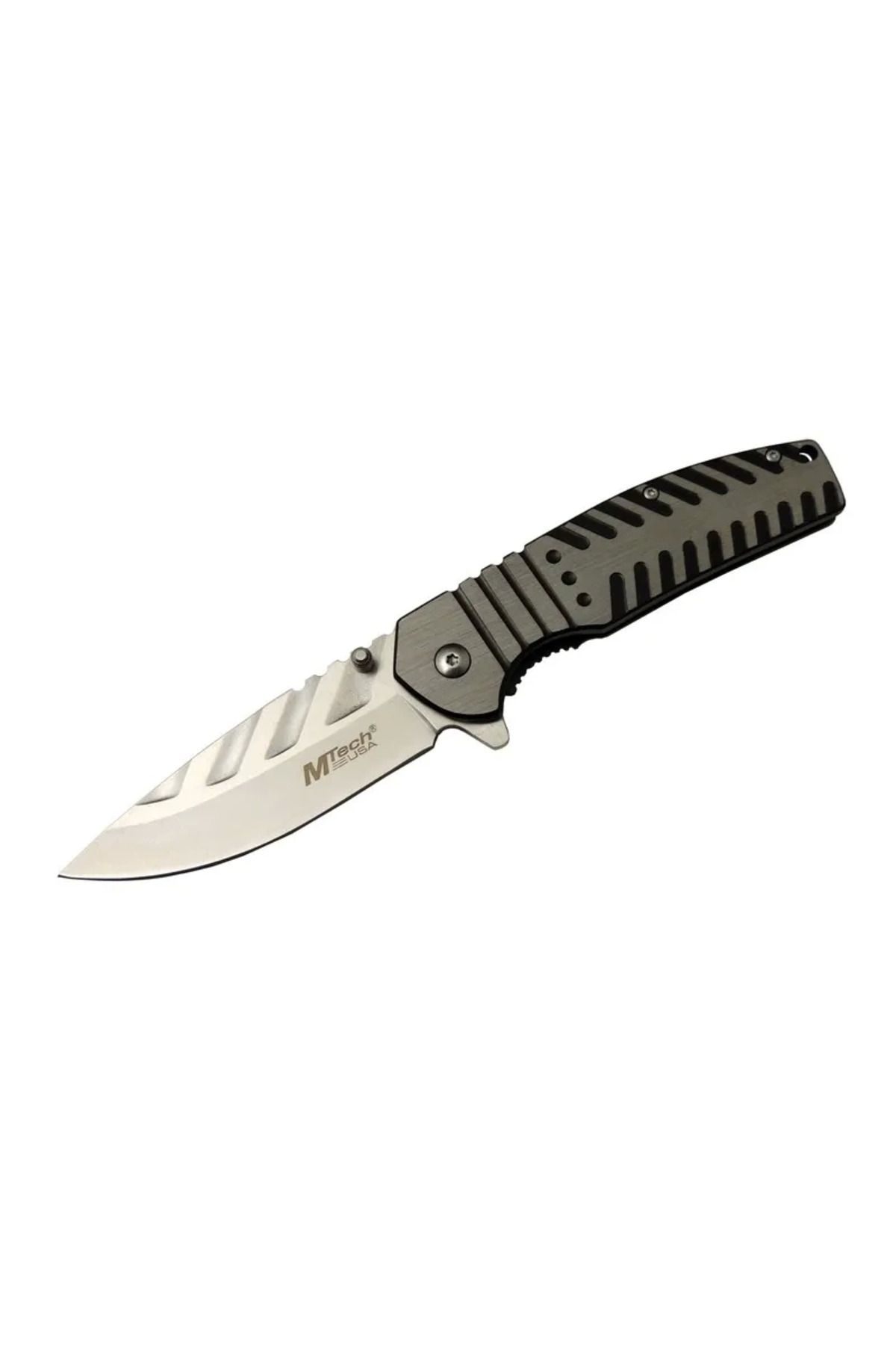 Belle Fusion 4 14 Gri Kamp Çakı 21cm - Yarı Otomatik, Kemerlikli, Metal Sap
