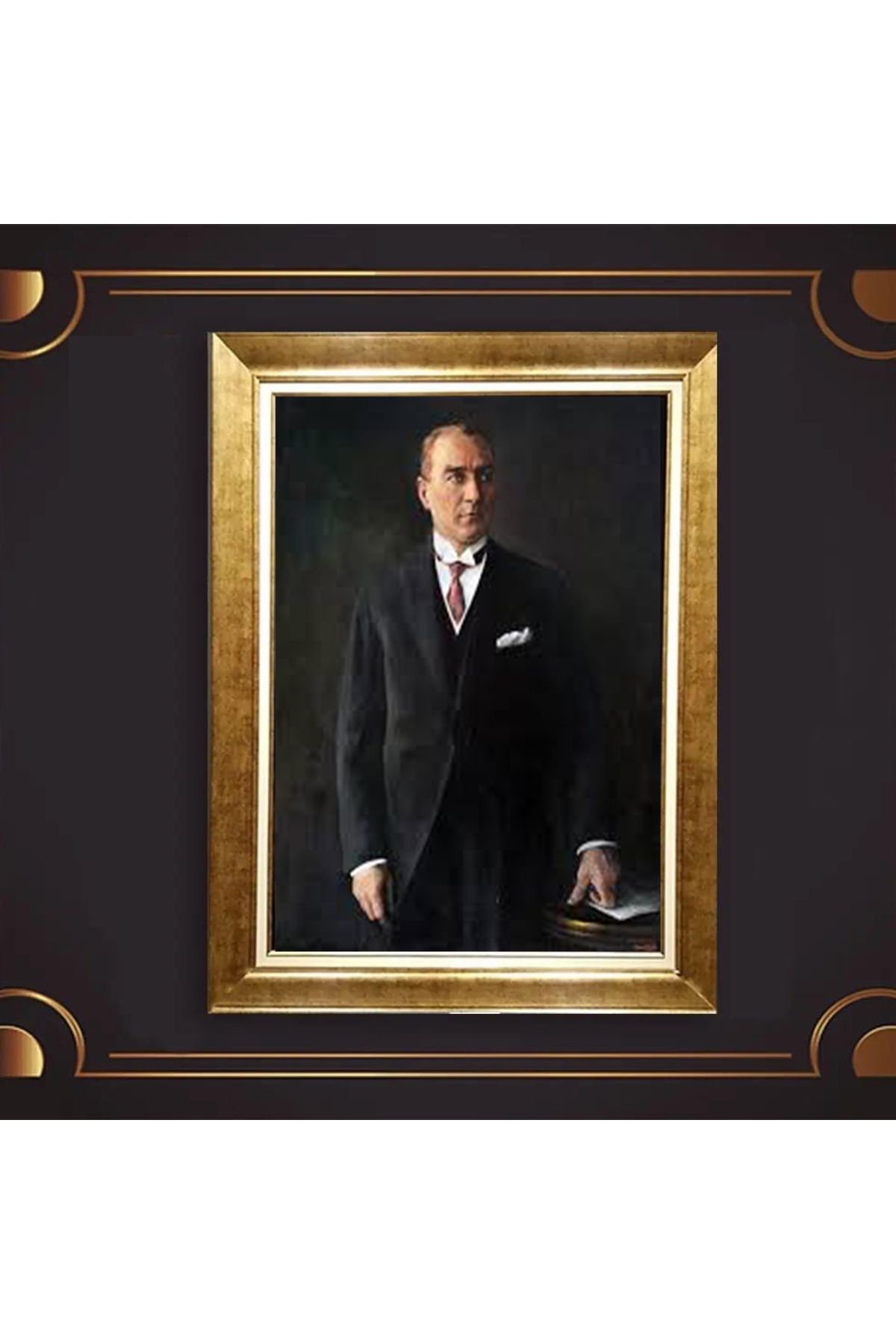 giyense ÖZEL TASARIM ÇERÇEVELİ PASPARTULU ATATÜRK TABLO A599