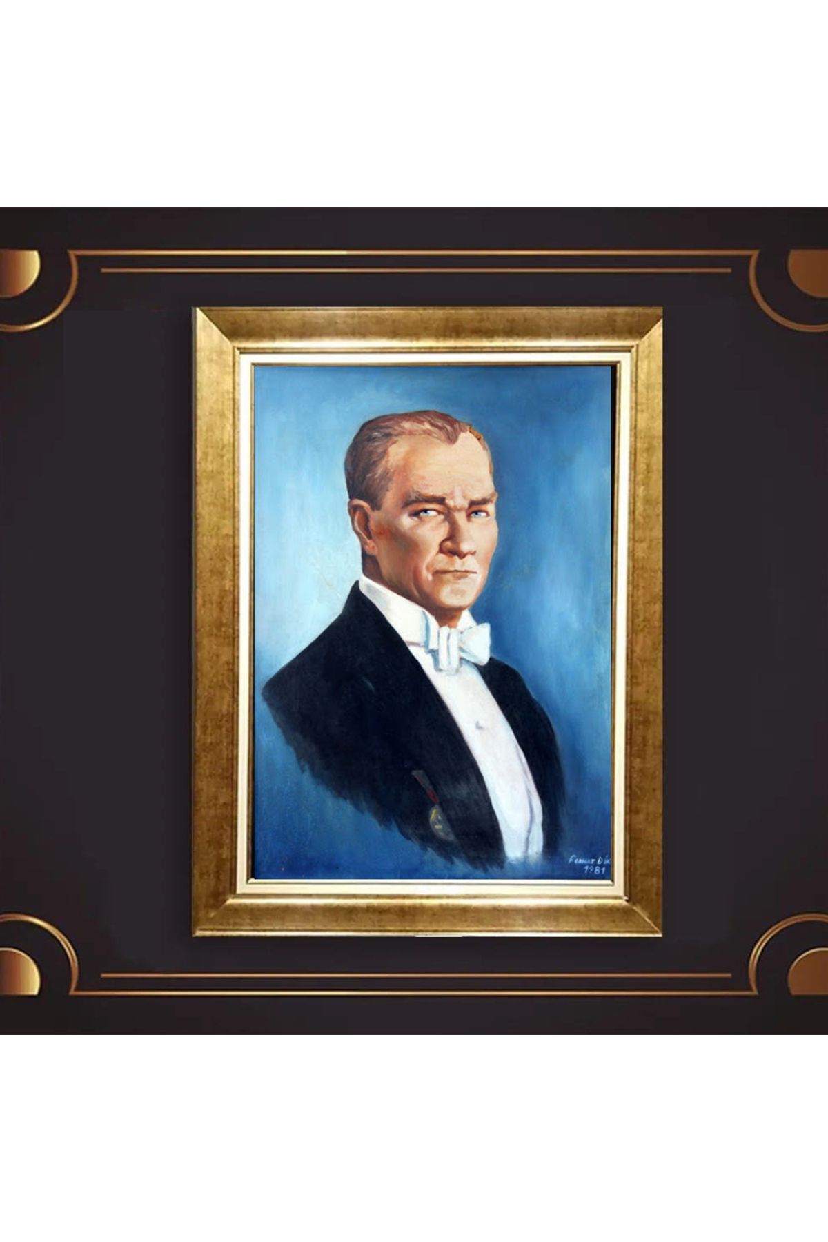 giyense ÖZEL TASARIM ÇERÇEVELİ PASPARTULU ATATÜRK TABLO A600