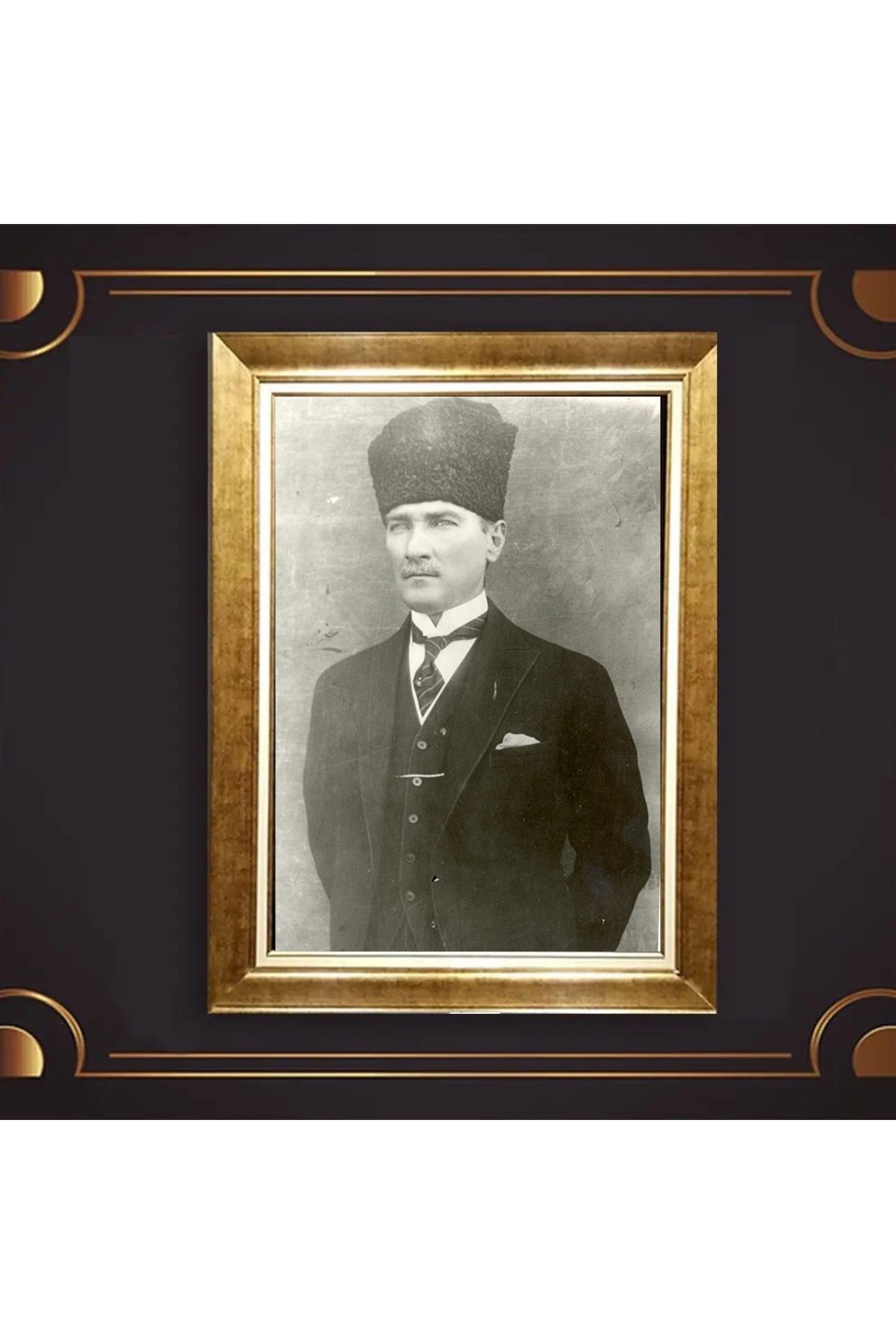 giyense ÖZEL TASARIM ÇERÇEVELİ PASPARTULU ATATÜRK TABLO A665