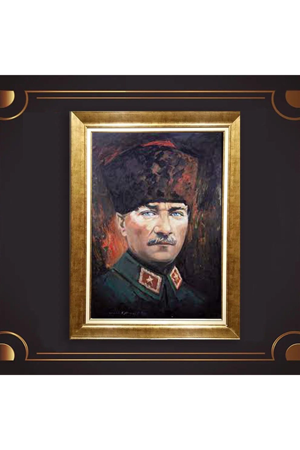 giyense ÖZEL TASARIM ÇERÇEVELİ PASPARTULU ATATÜRK TABLO A655