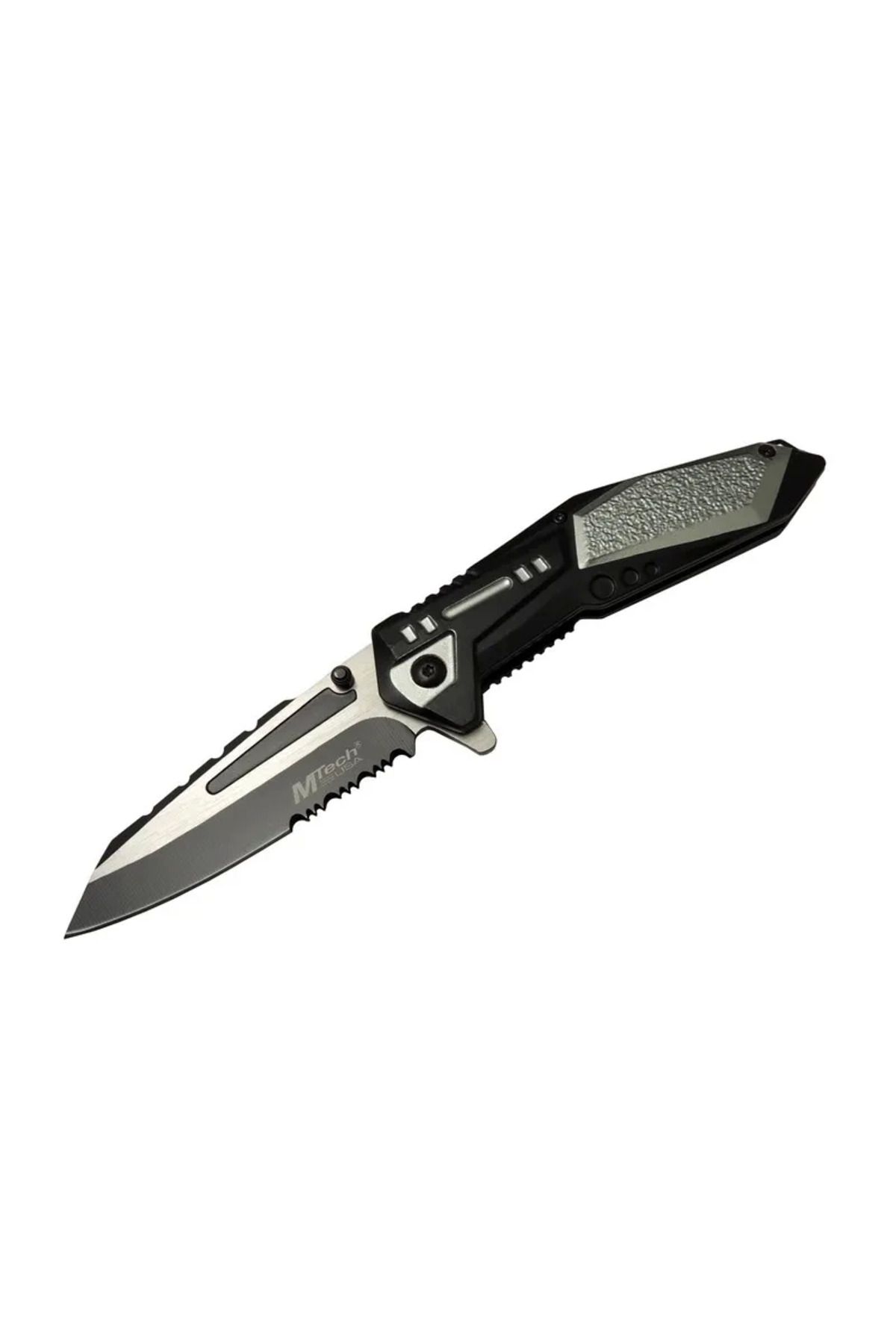 Belle Fusion 4172 Gri Kamp Çakı 21cm - Yarı Otomatik, Kemerlikli, Testere Detaylı