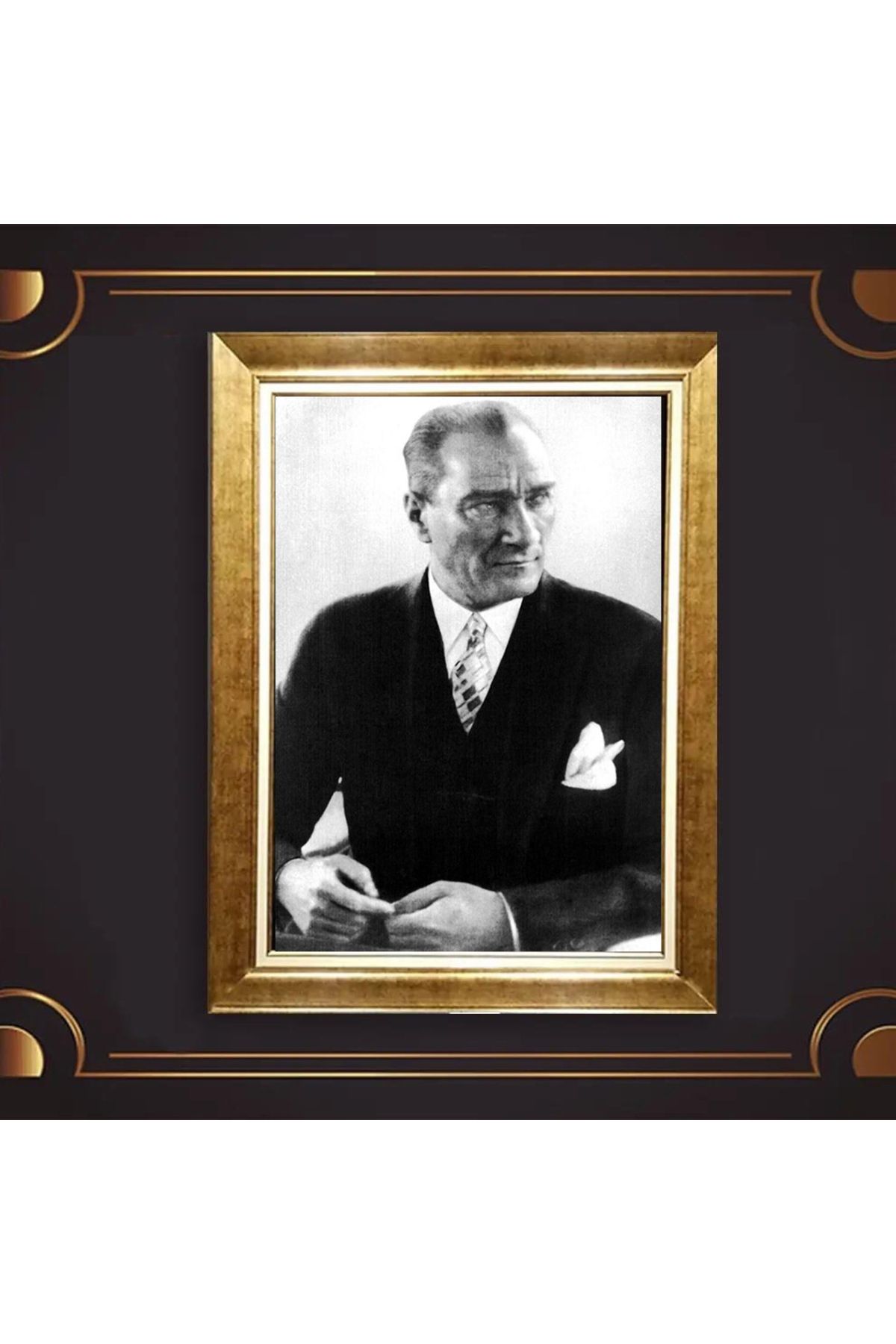giyense ÖZEL TASARIM ÇERÇEVELİ PASPARTULU ATATÜRK TABLO A421