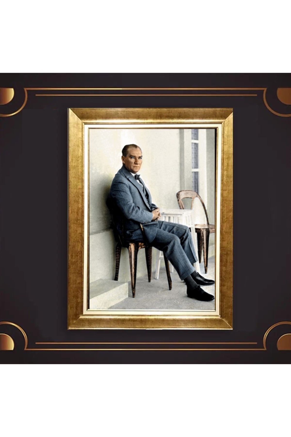 giyense ÖZEL TASARIM ÇERÇEVELİ PASPARTULU ATATÜRK TABLO A378