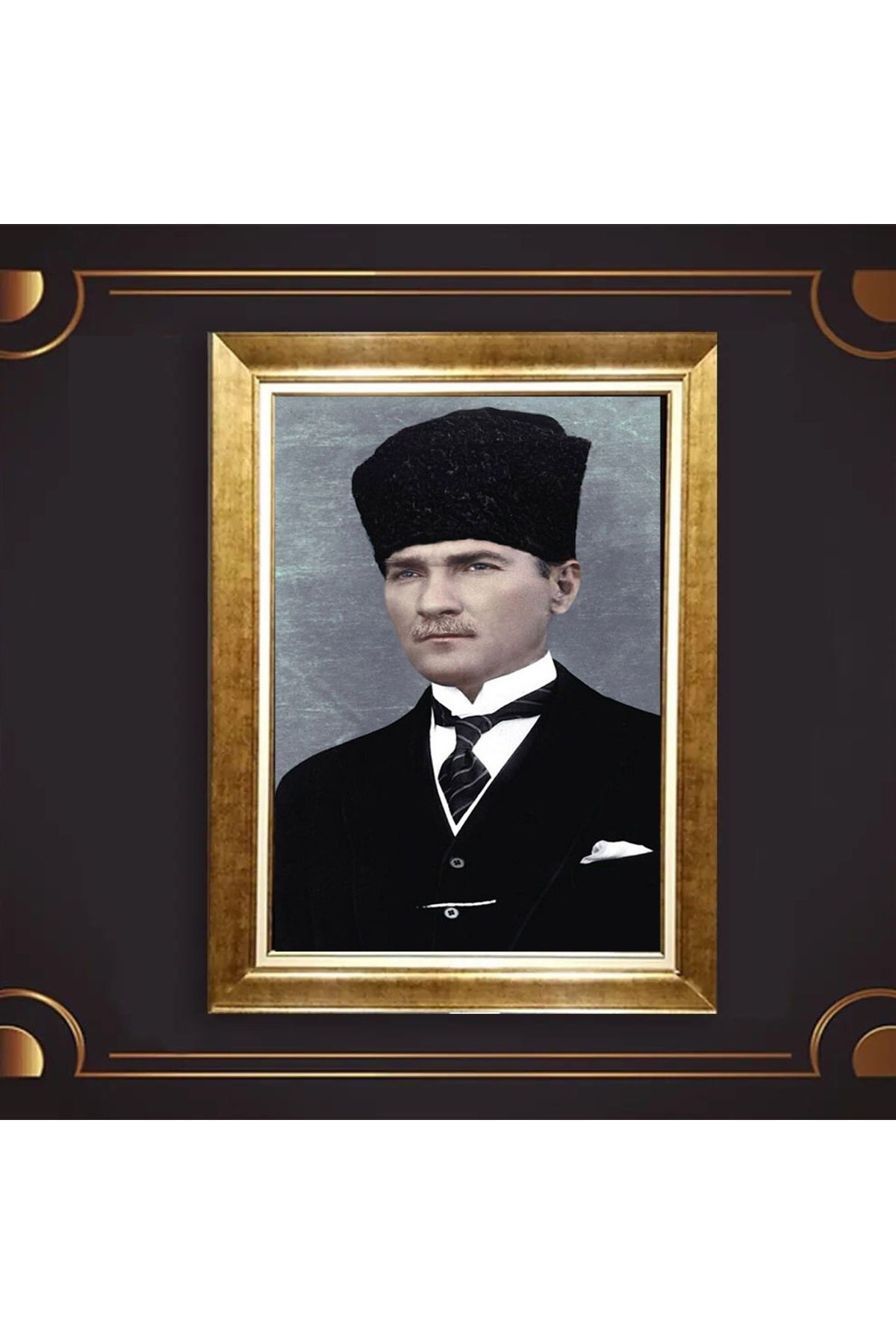 giyense ÖZEL TASARIM ÇERÇEVELİ PASPARTULU ATATÜRK TABLO A79