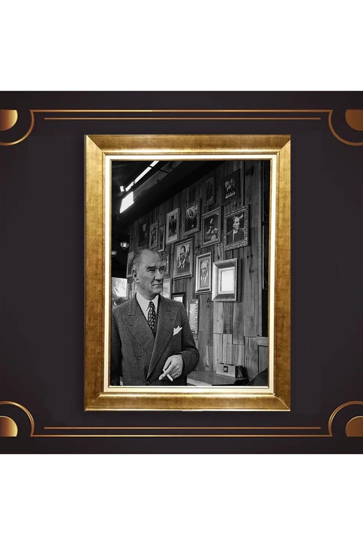 giyense ÖZEL TASARIM ÇERÇEVELİ PASPARTULU ATATÜRK TABLO A114