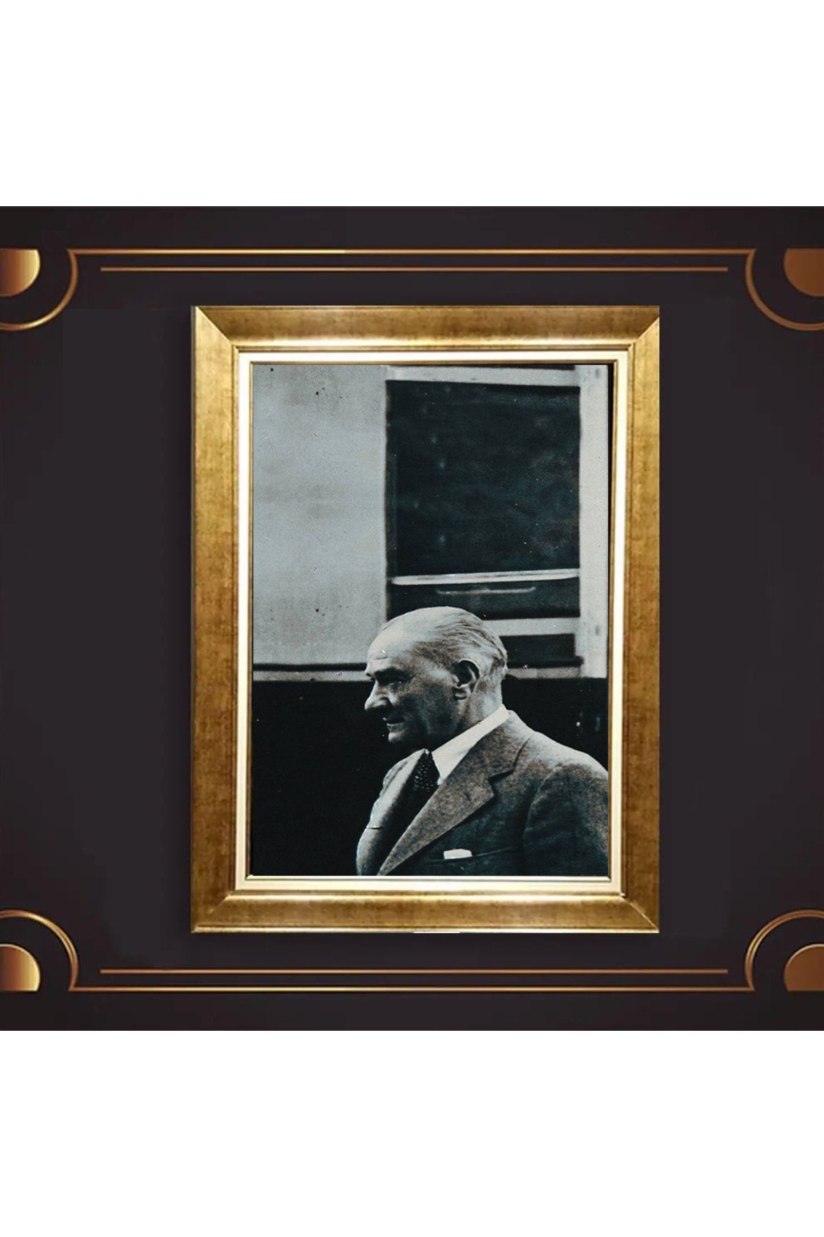 giyense ÖZEL TASARIM ÇERÇEVELİ PASPARTULU ATATÜRK TABLO A329