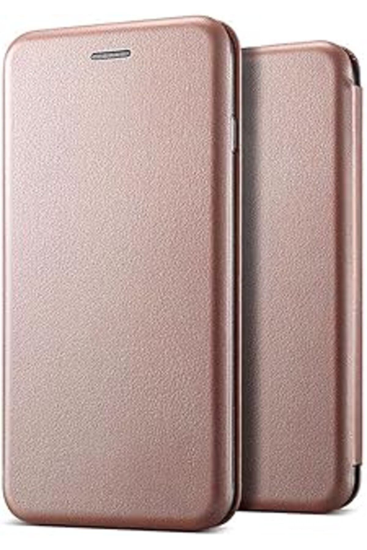 Mu Art Microsonic Iphone Xs Max (6.5'')  Uyumlu Kılıf Ultra Slim Leather Design Flip Cover Rose Gold