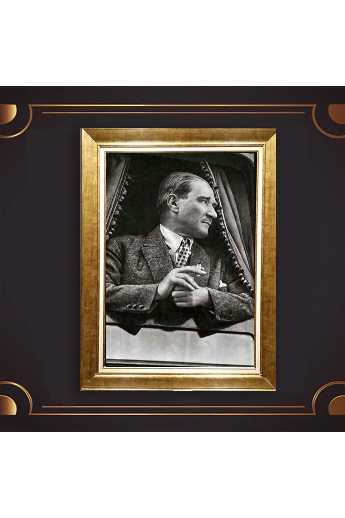 giyense ÖZEL TASARIM ÇERÇEVELİ PASPARTULU ATATÜRK TABLO A158