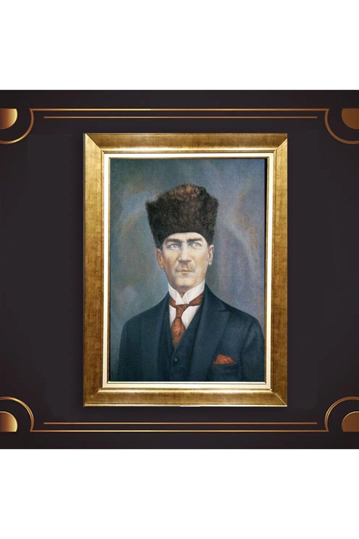 giyense ÖZEL TASARIM ÇERÇEVELİ PASPARTULU ATATÜRK TABLO A98