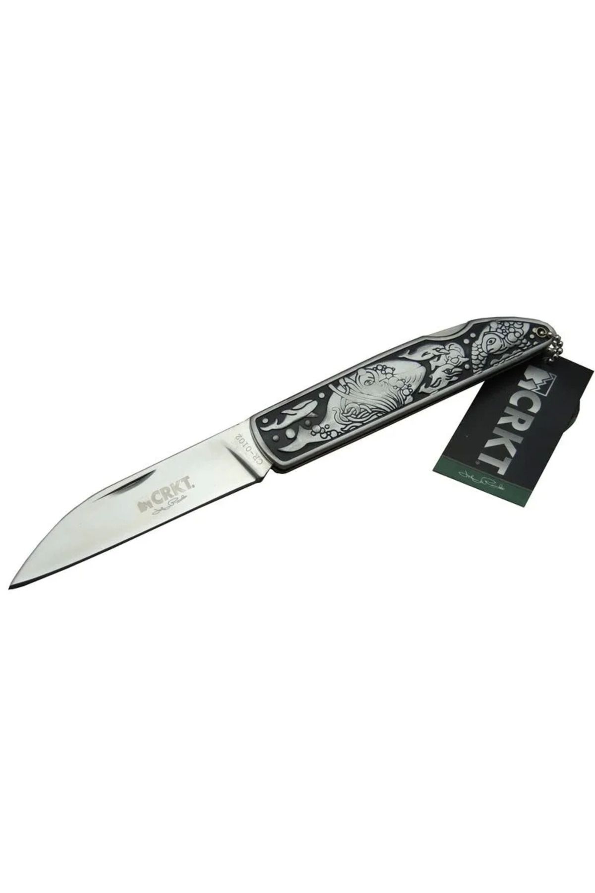 Belle Fusion Cr 0102 Kamp Çakı 20 Cm - Balık Desenli Metal Sap, Kılıflı, Kutulu