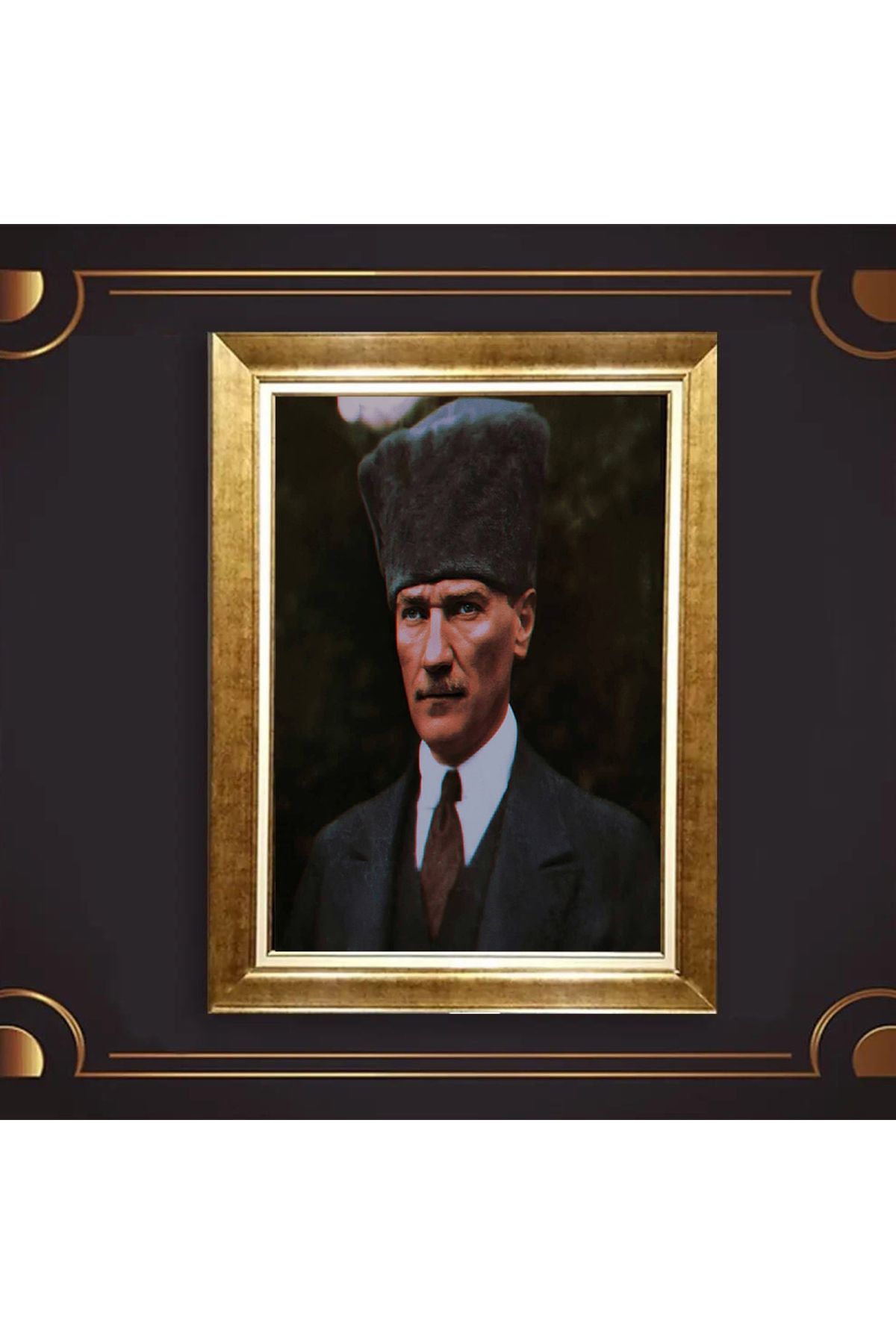 giyense ÖZEL TASARIM ÇERÇEVELİ PASPARTULU ATATÜRK TABLO A654