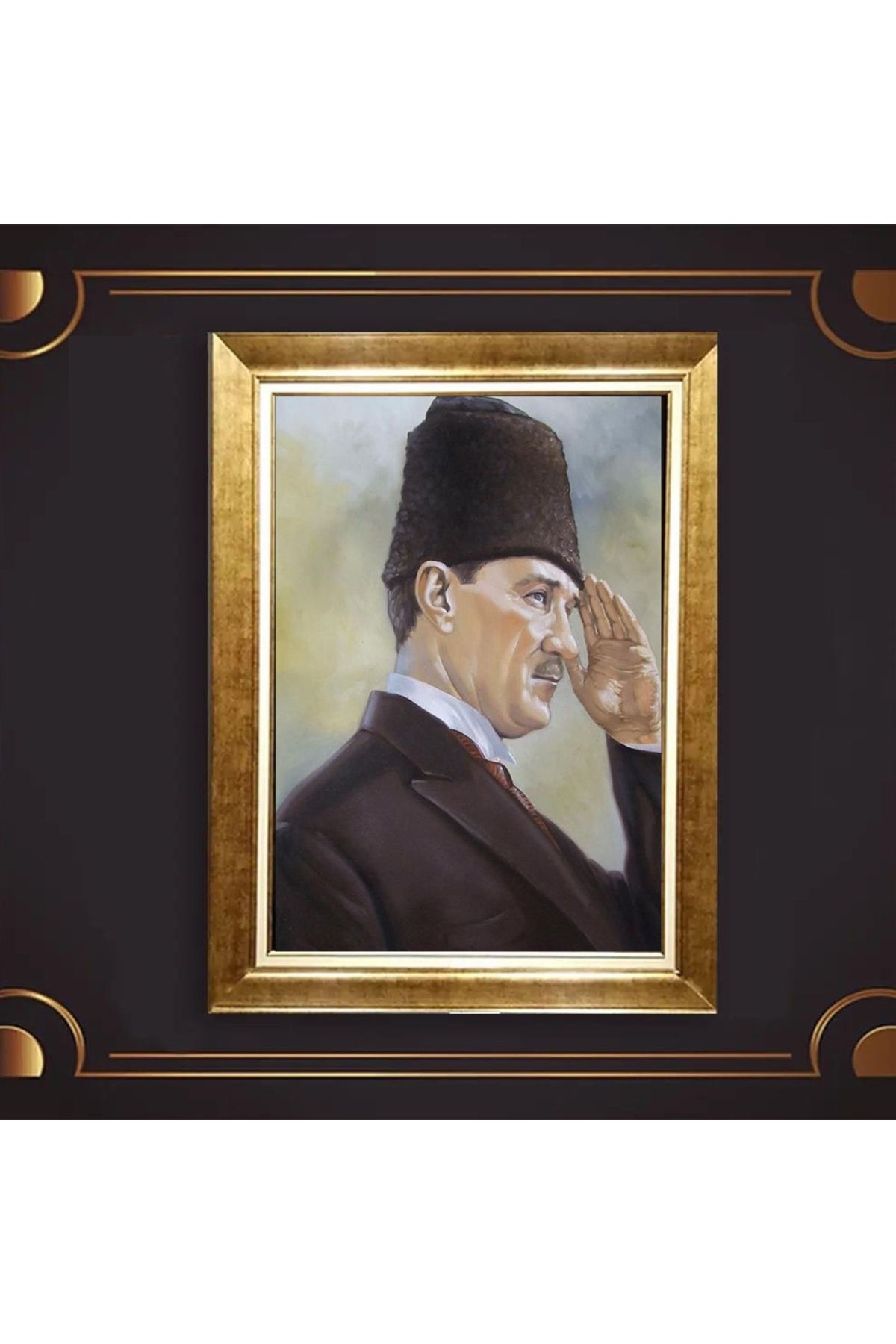 giyense ÖZEL TASARIM ÇERÇEVELİ PASPARTULU ATATÜRK TABLO A362