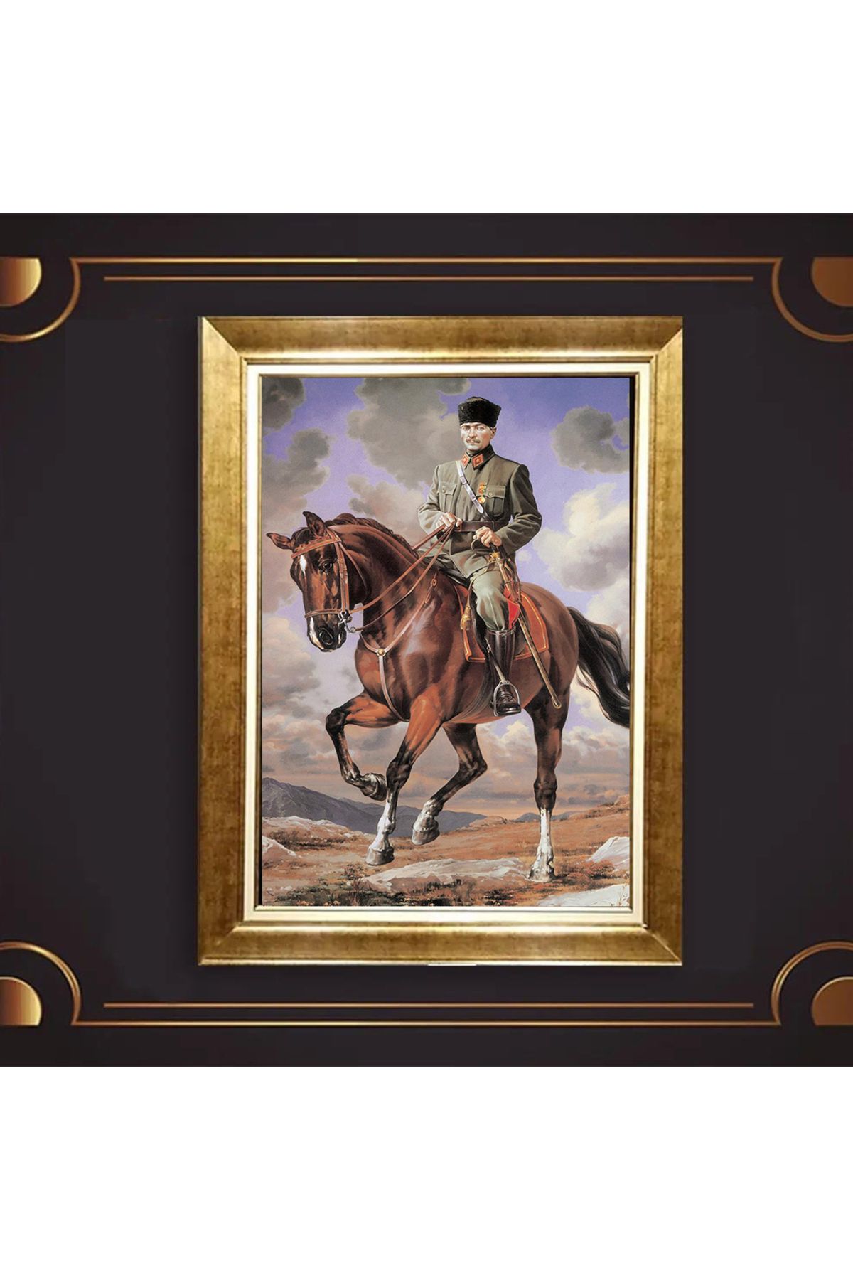 giyense ÖZEL TASARIM ÇERÇEVELİ PASPARTULU ATATÜRK TABLO A464