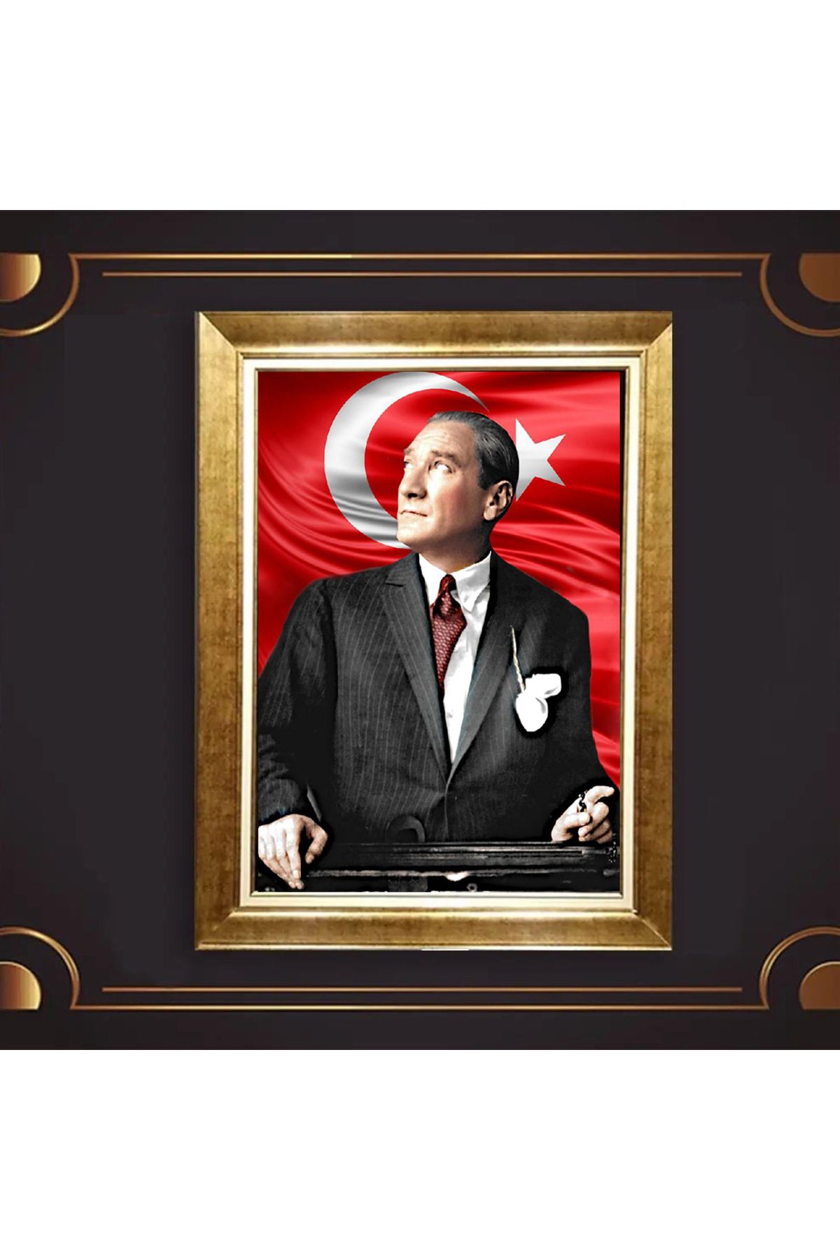 giyense ÖZEL TASARIM ÇERÇEVELİ PASPARTULU ATATÜRK TABLO A802