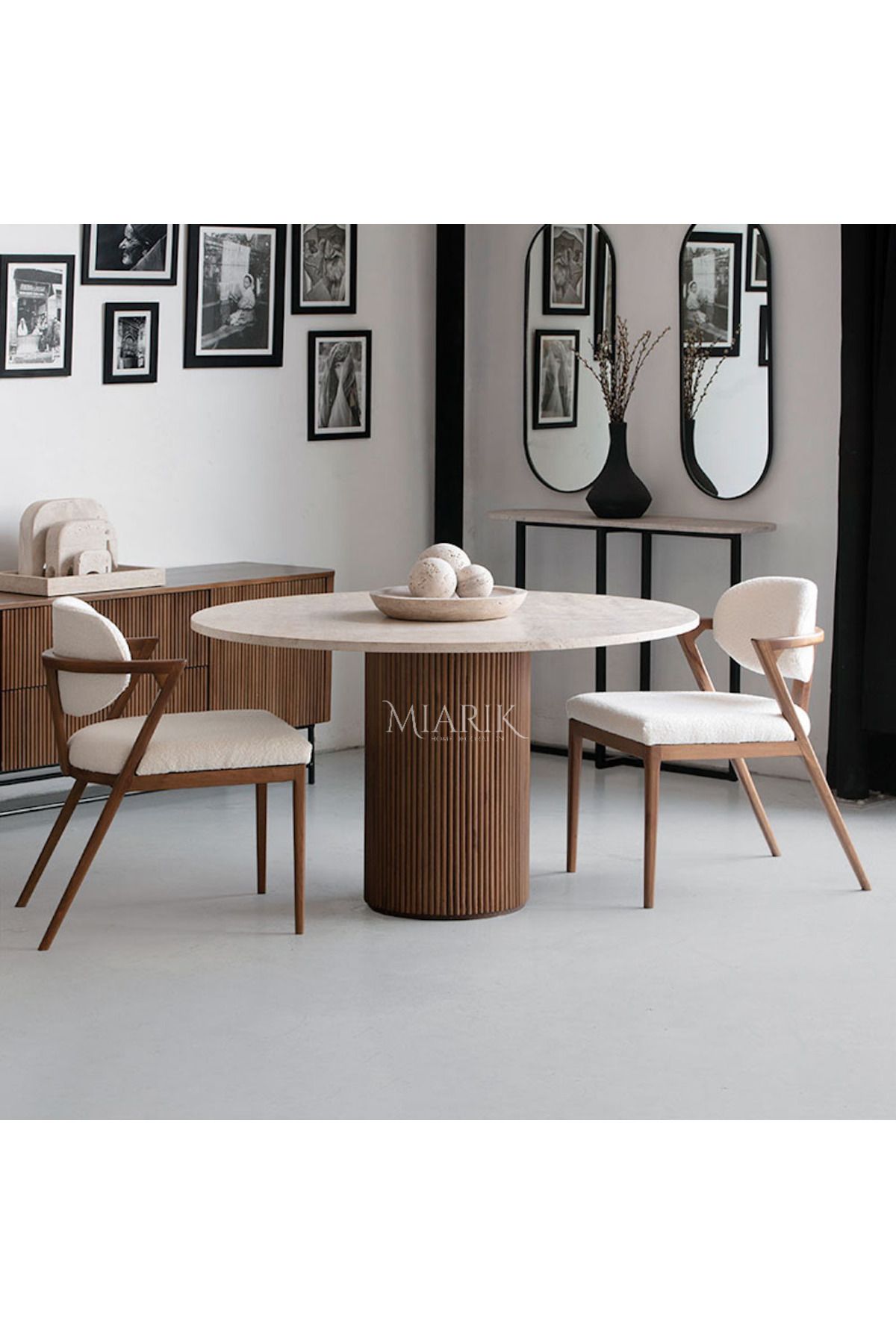 MIARIK DESIGN Walie - Yuvarlak Ahsap Yemek Masasi