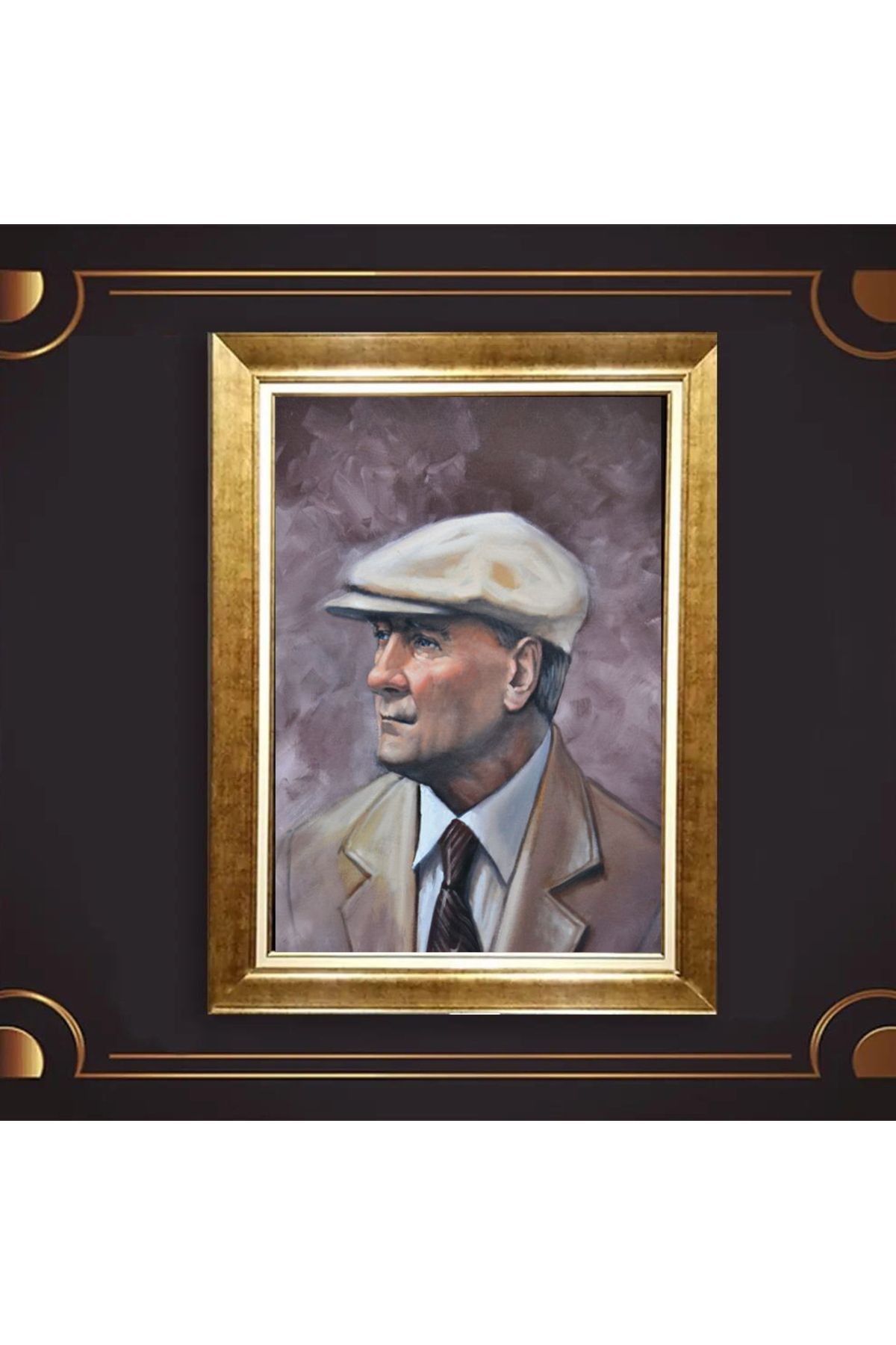 giyense ÖZEL TASARIM ÇERÇEVELİ PASPARTULU ATATÜRK TABLO A534
