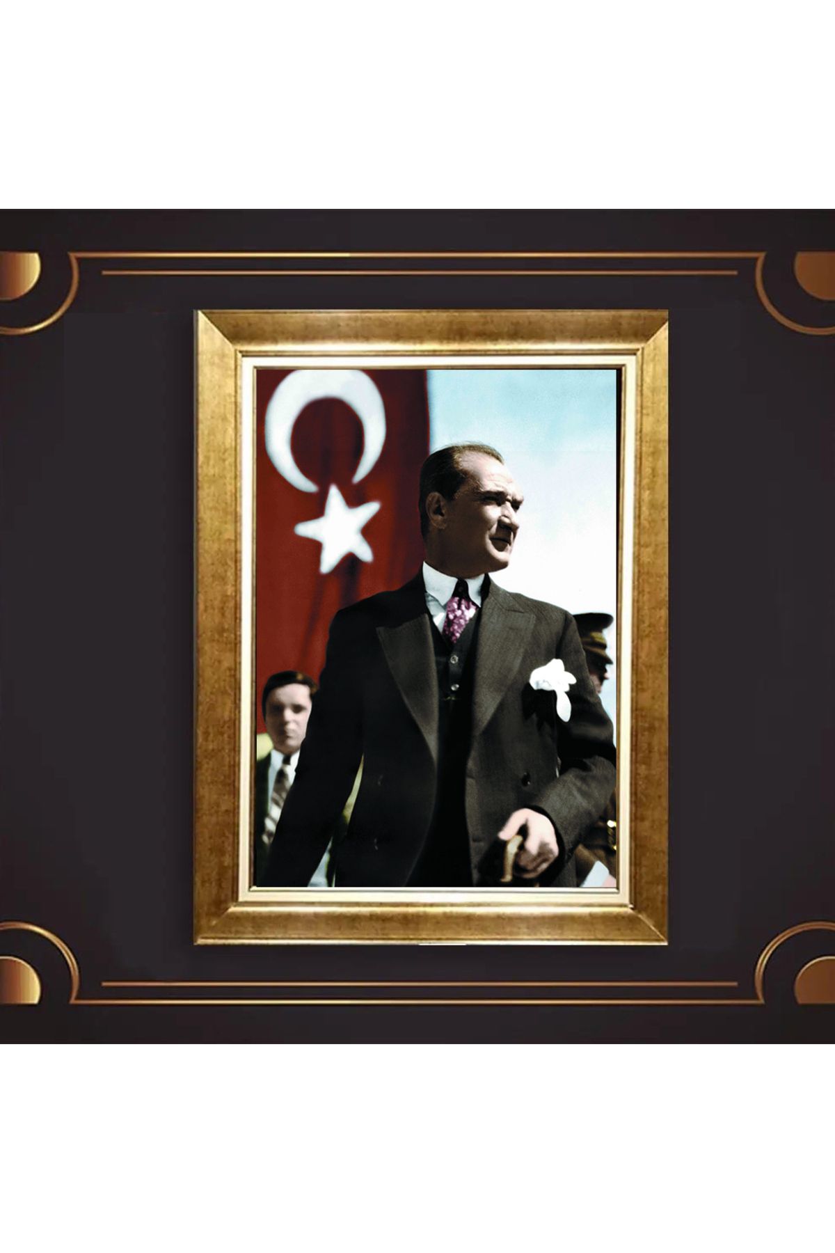 giyense ÖZEL TASARIM ÇERÇEVELİ PASPARTULU ATATÜRK TABLO A641