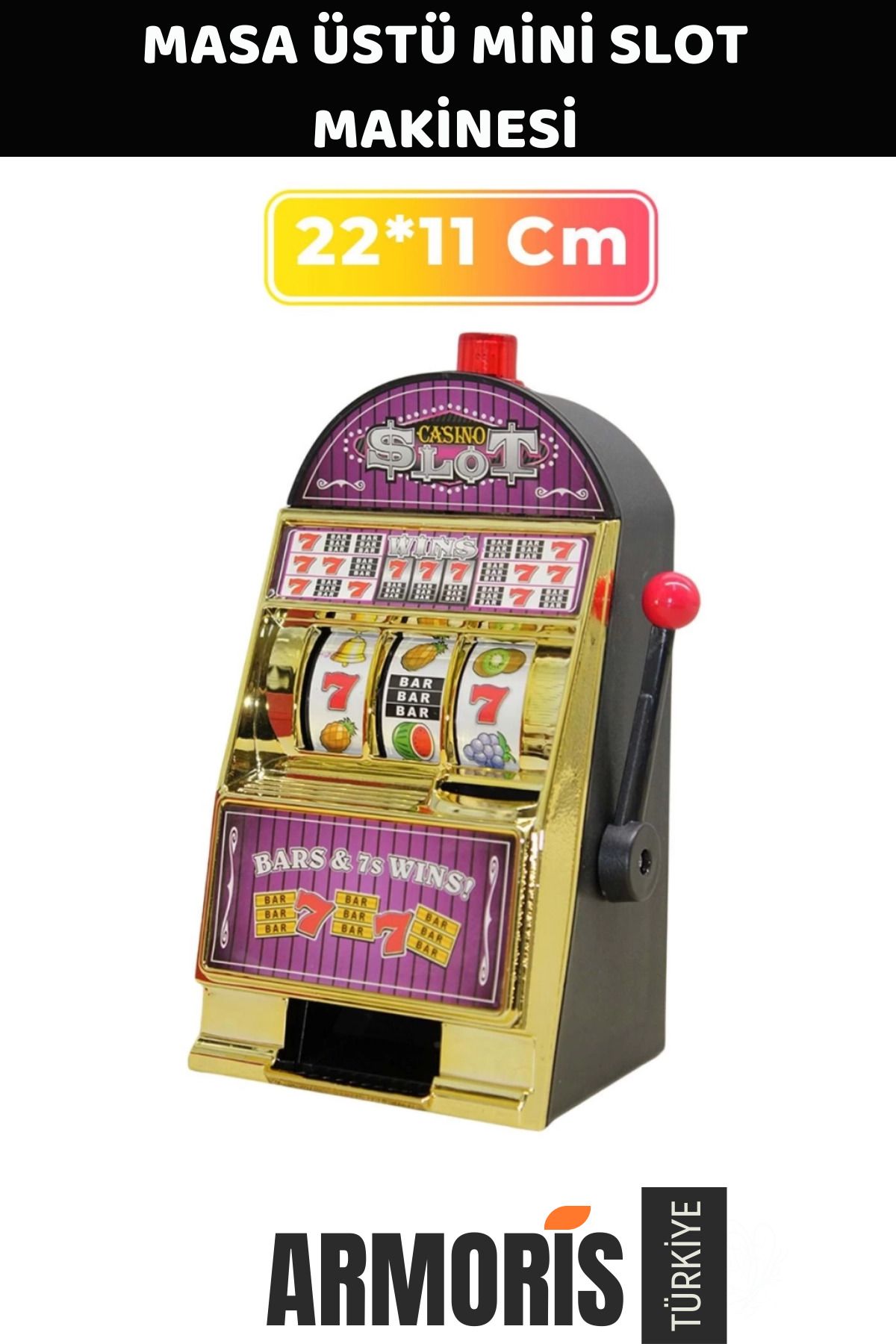 Armoris Yeni Nesil Çevirme Kollu Meyve Vip Casino Portatif Ev Slot Makinasi 22*11 Cm
